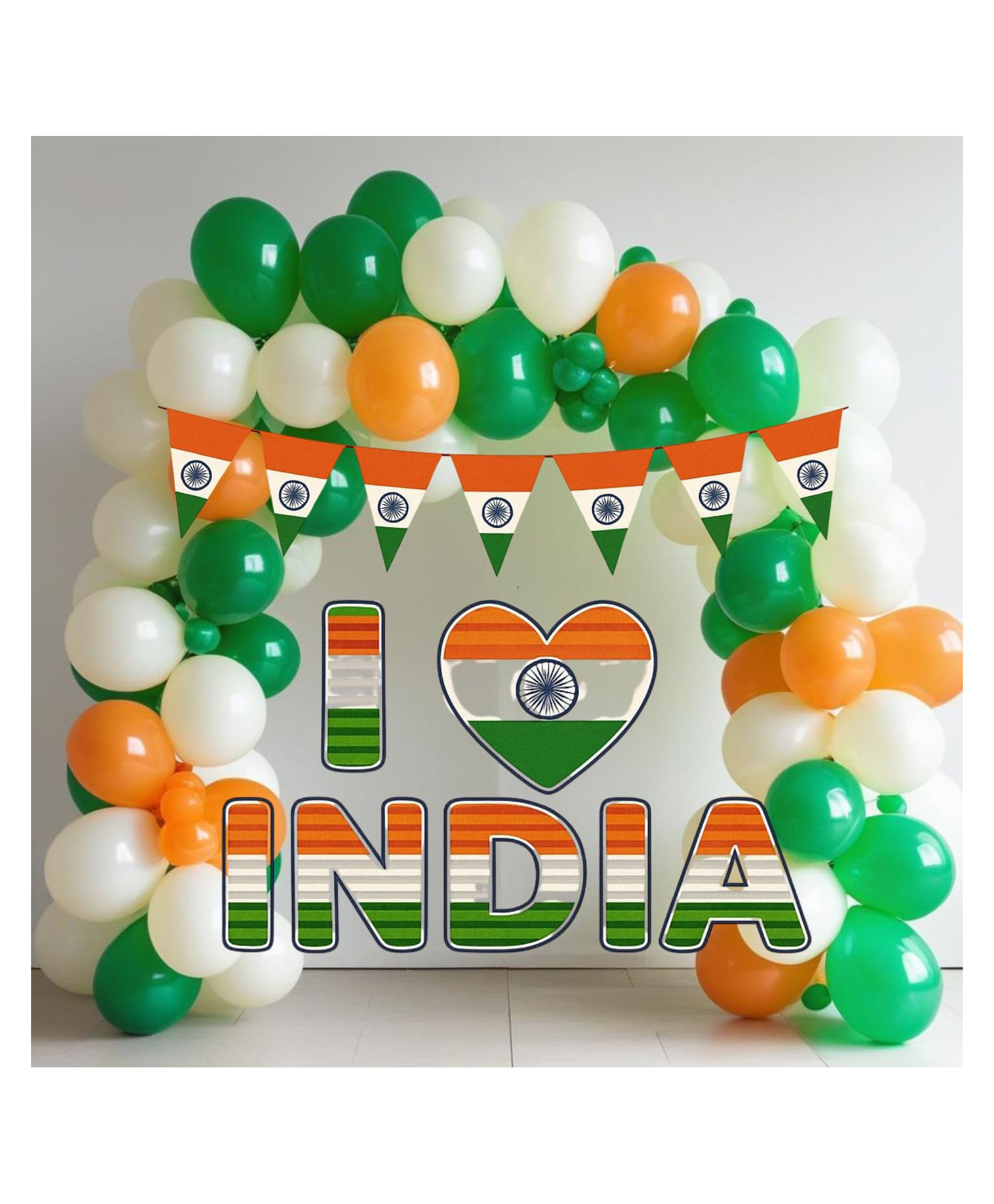 Flick In 54 Pcs Republic Day Decoration Items I love india Bunting Banner With Ribbon, Hanging Decoration Supplies (Pack of 54)-image-18