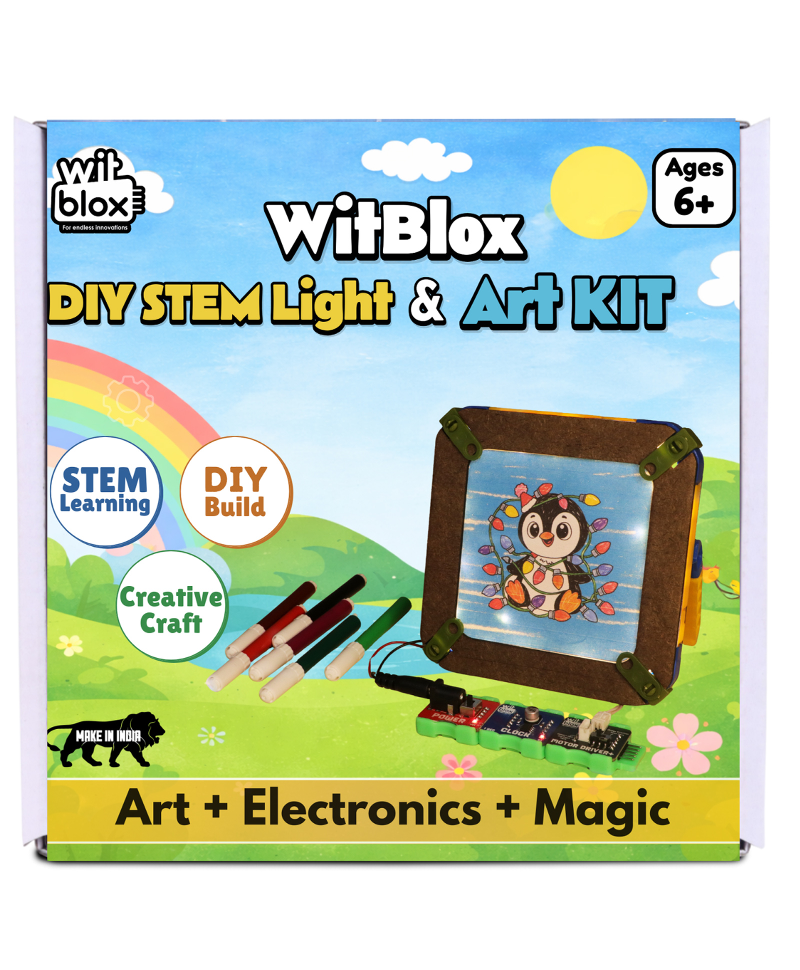 WitBlox DIY STEM Light & Art Kit | Build Your Own Glowing Art Panels | STEM + Creative Craft Toy for Boys & Girls (6+ yrs) | Create, Draw, and Light-Up Any Design | Reusable Modular Electronics-image-5