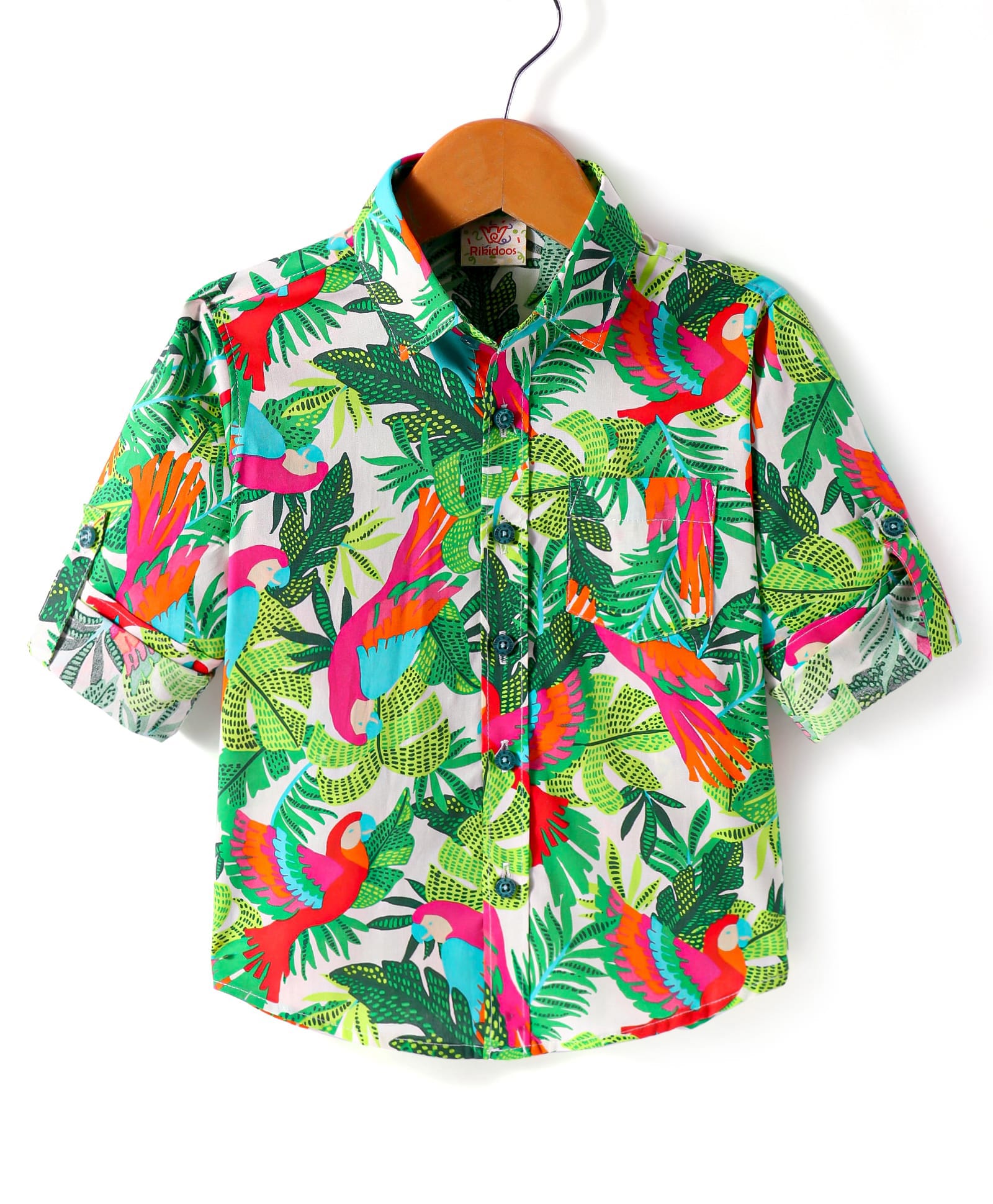 Rikidoos Cotton Woven Full Sleeves Tropical Theme Printed Shirt - Multicolour-picture-11