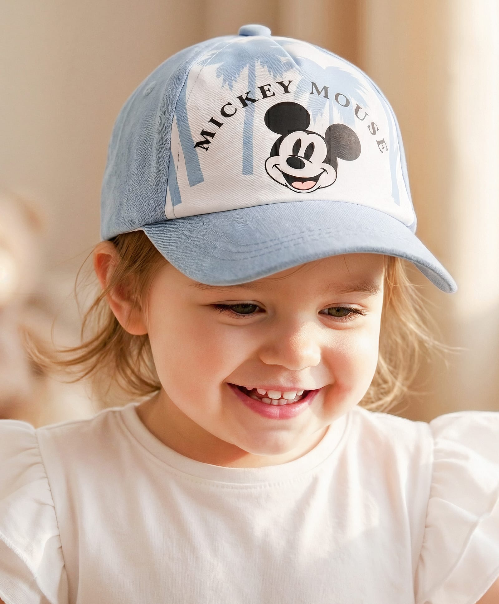 Pine Kids Cotton Woven Cap With Mickey Mouse Print Light Blue - Diameter 17 cm-image-44