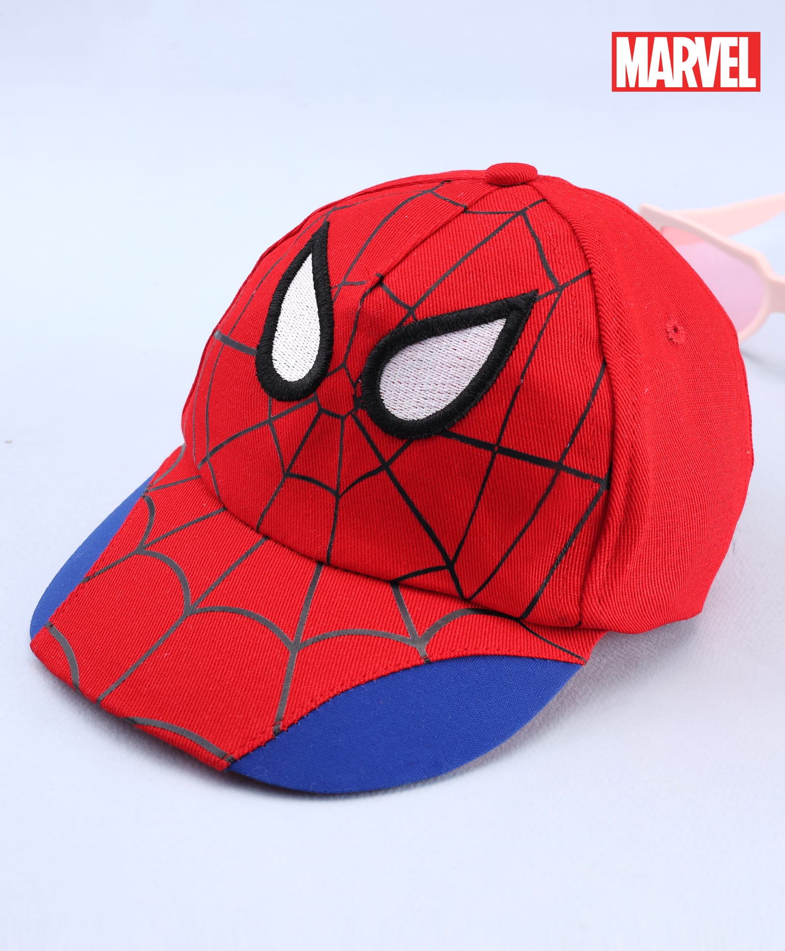 Pine Kids Marvel 100% Cotton Woven Summer Cap With Spider Man Graphics Red - Diameter 18 cm