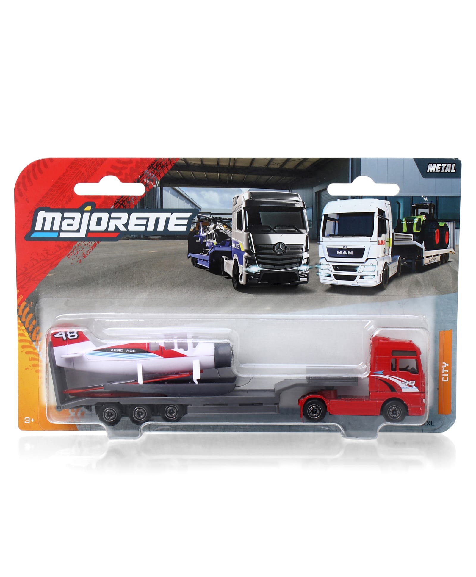 Majorette Man Tgx Xxl Die Cast Free Wheel Moving City Transporter - Red & Grey-image-28