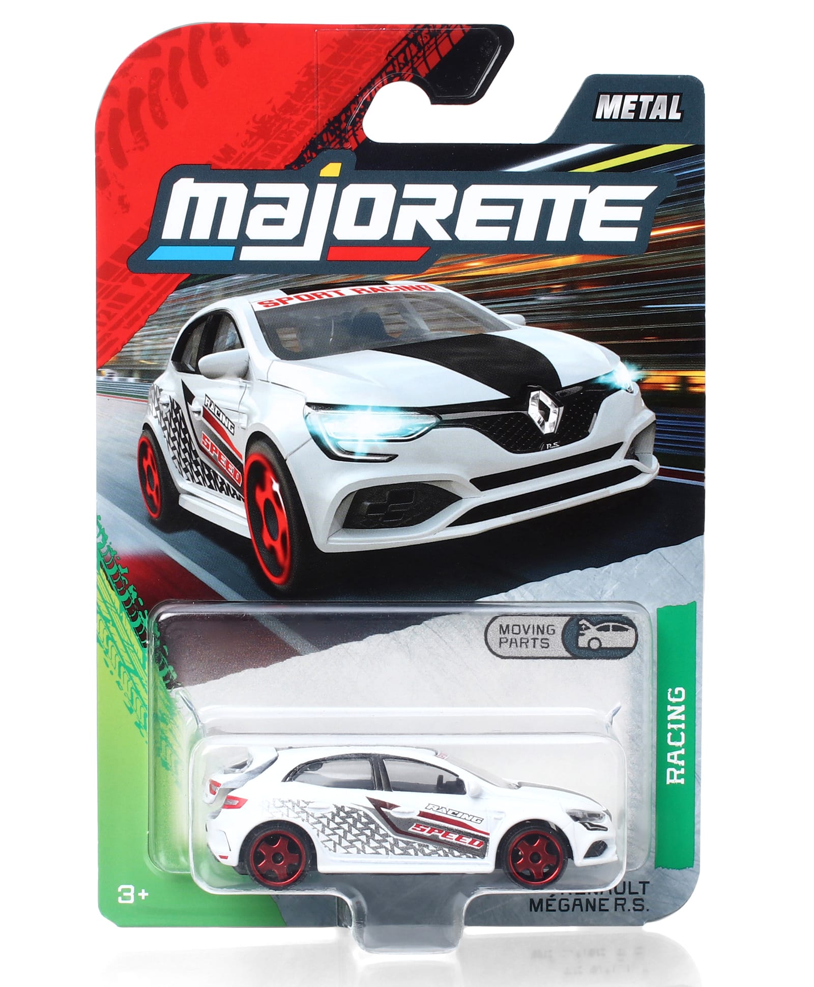 Majorette Renault Megane R S Die Cast Free Wheel Moving Premium Racing Car - White & Black-image-2