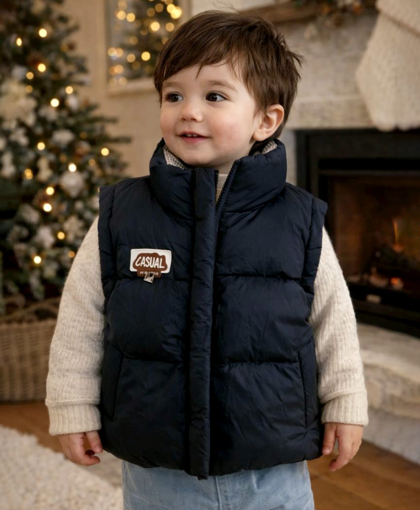 Little Surprise Box Knit Sleeveless Solid Light Winter Puffer Jacket - Black-picture-18