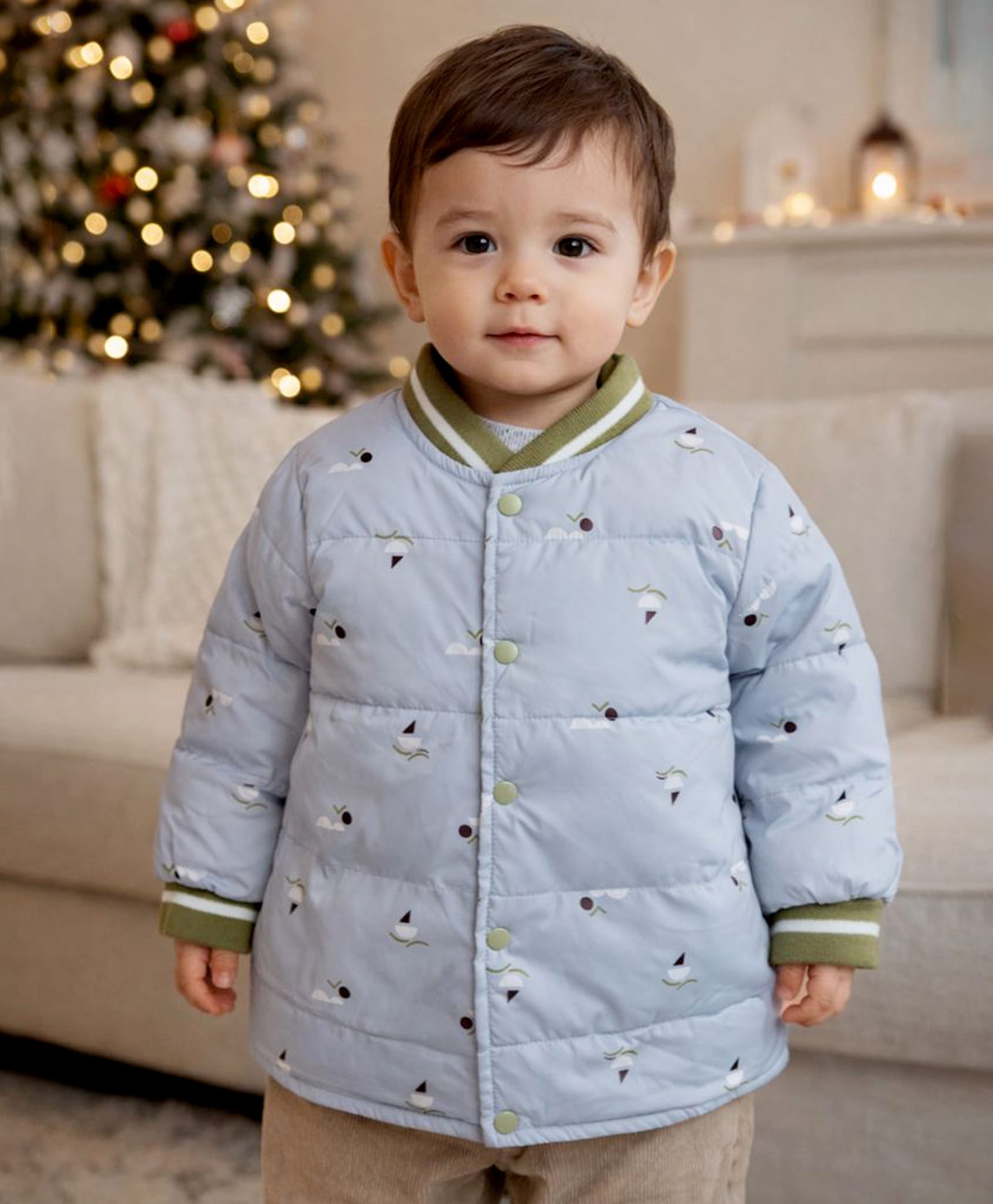 Little Surprise Box Knit Full Sleeves Abstract Printed Light Winter Puffer Jacket - Grey-picture-21