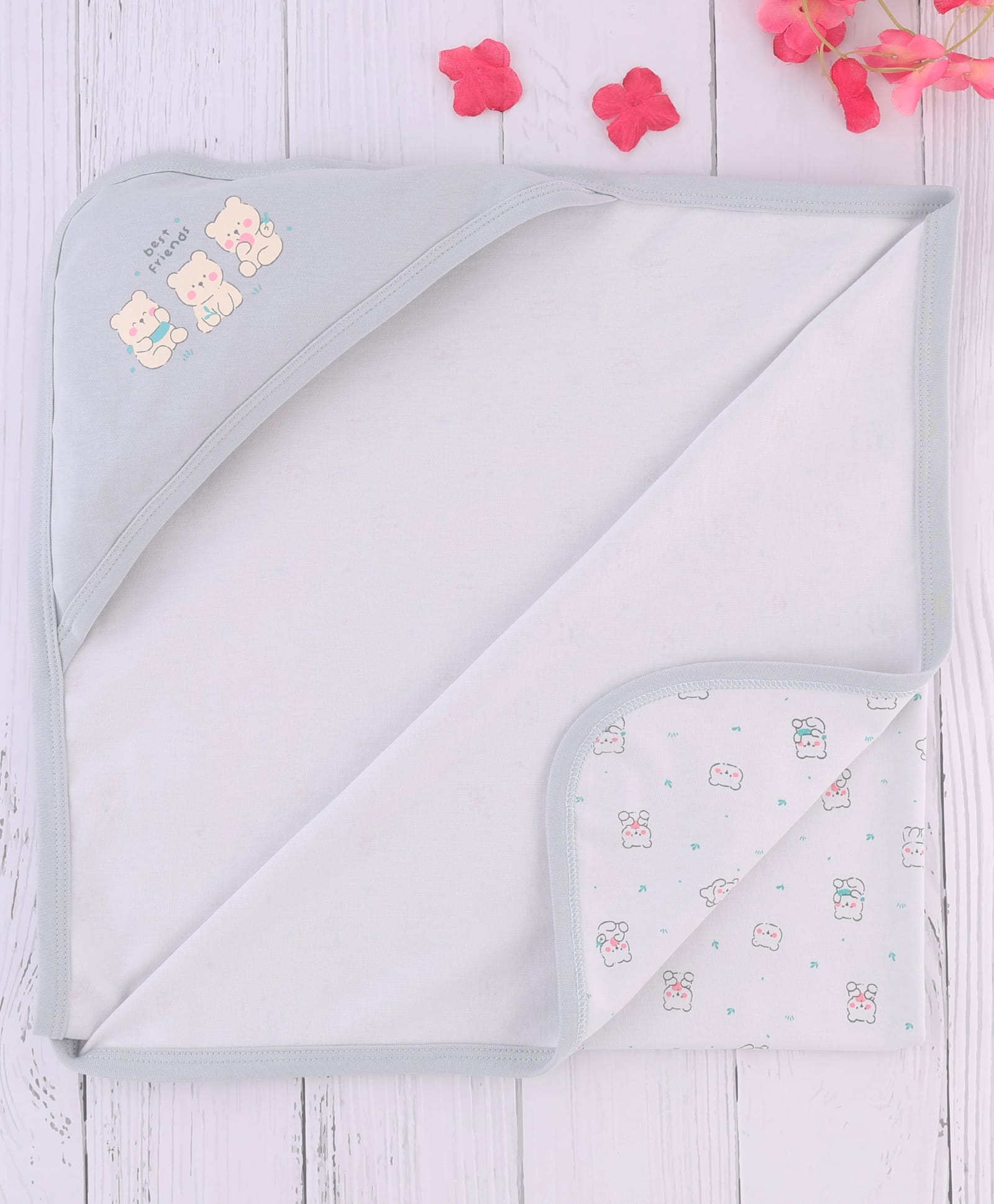 Simply Interlock Knit Unisex Towel & Wrappers With Panda Print L 80 x B 80 cm - Grey-image-3