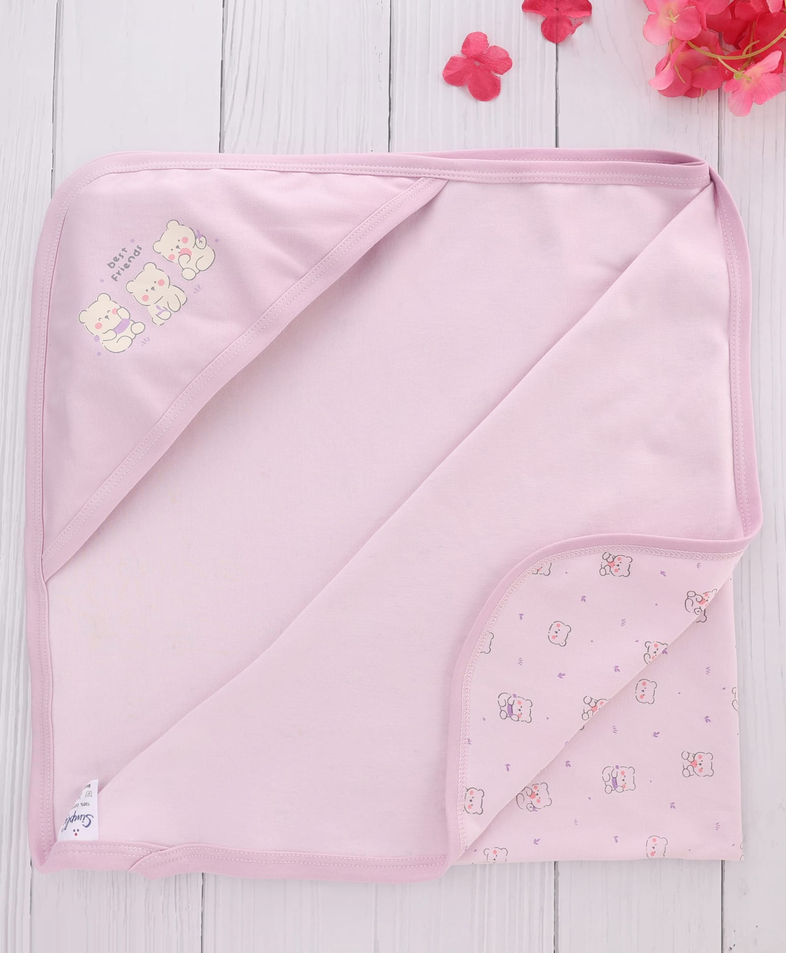 Simply Interlock Knit Unisex Towel & Wrappers With Panda Print L 80 x B 80 cm - Lilac-image-7