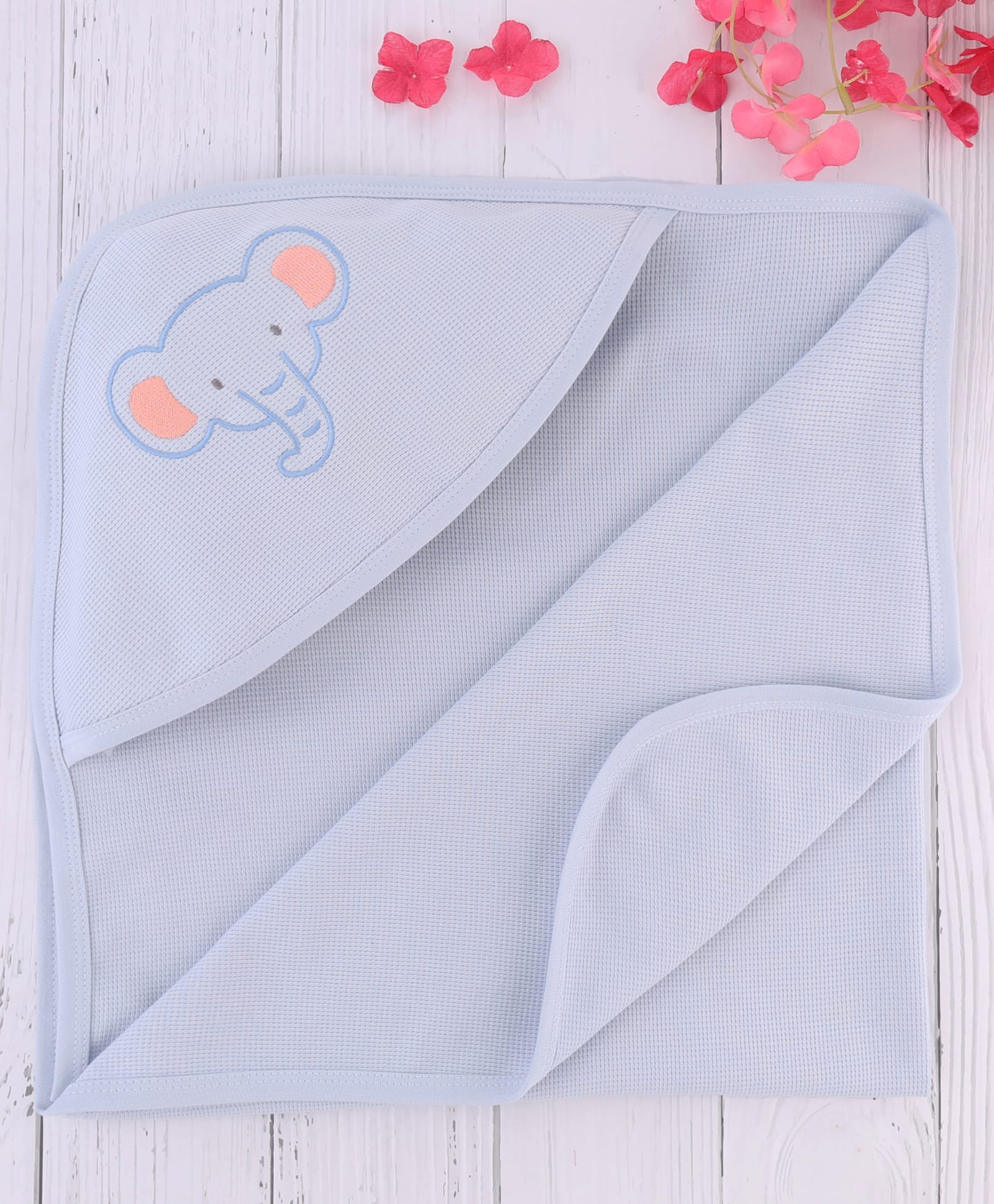 Simply Interlock Knit Unisex Towel & Wrappers With Elephant Print L 80 x B 80 cm - Ballad Blue-image-7