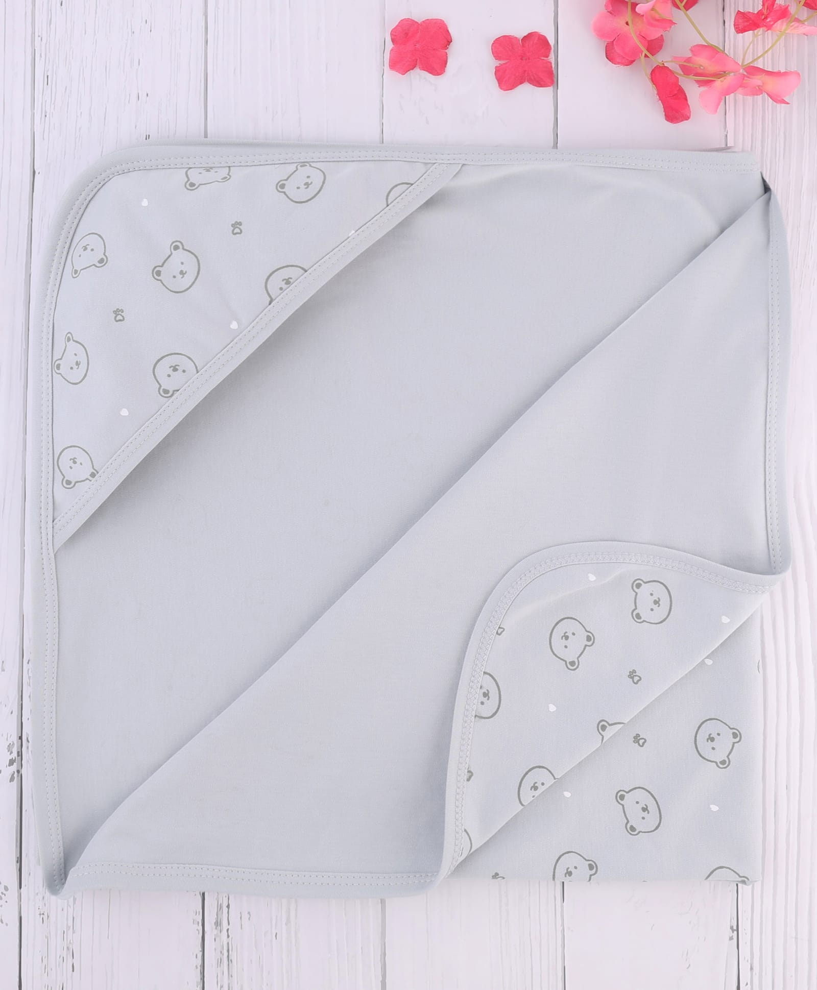 Simply Interlock Knit Unisex Towel & Wrappers With Teddy Bear Print L 80 x B 80 cm - Grey-image-8