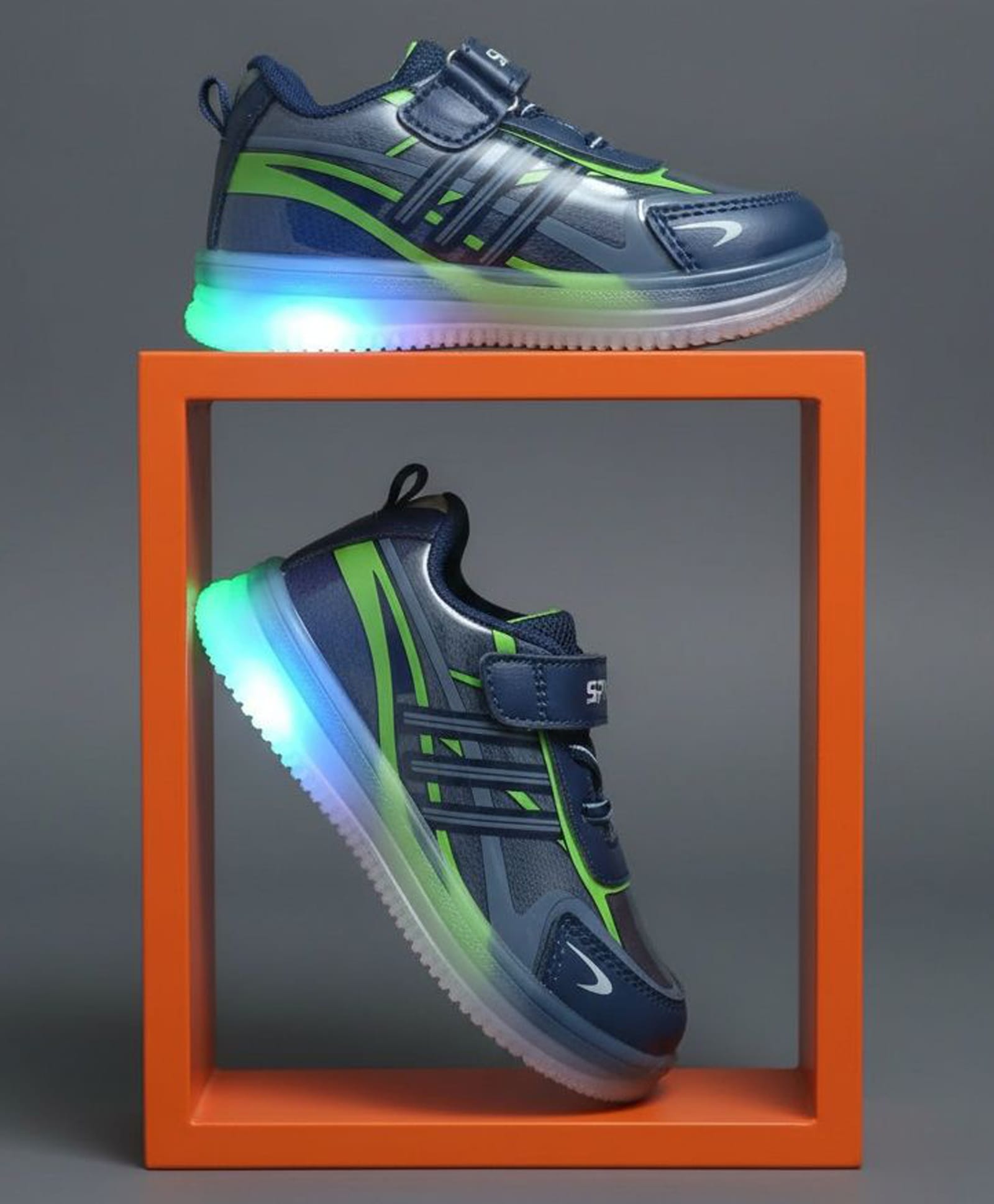HAPPY FEET Mesh Detailed Velcro Closure LED Shoes - Blue-picture-22
