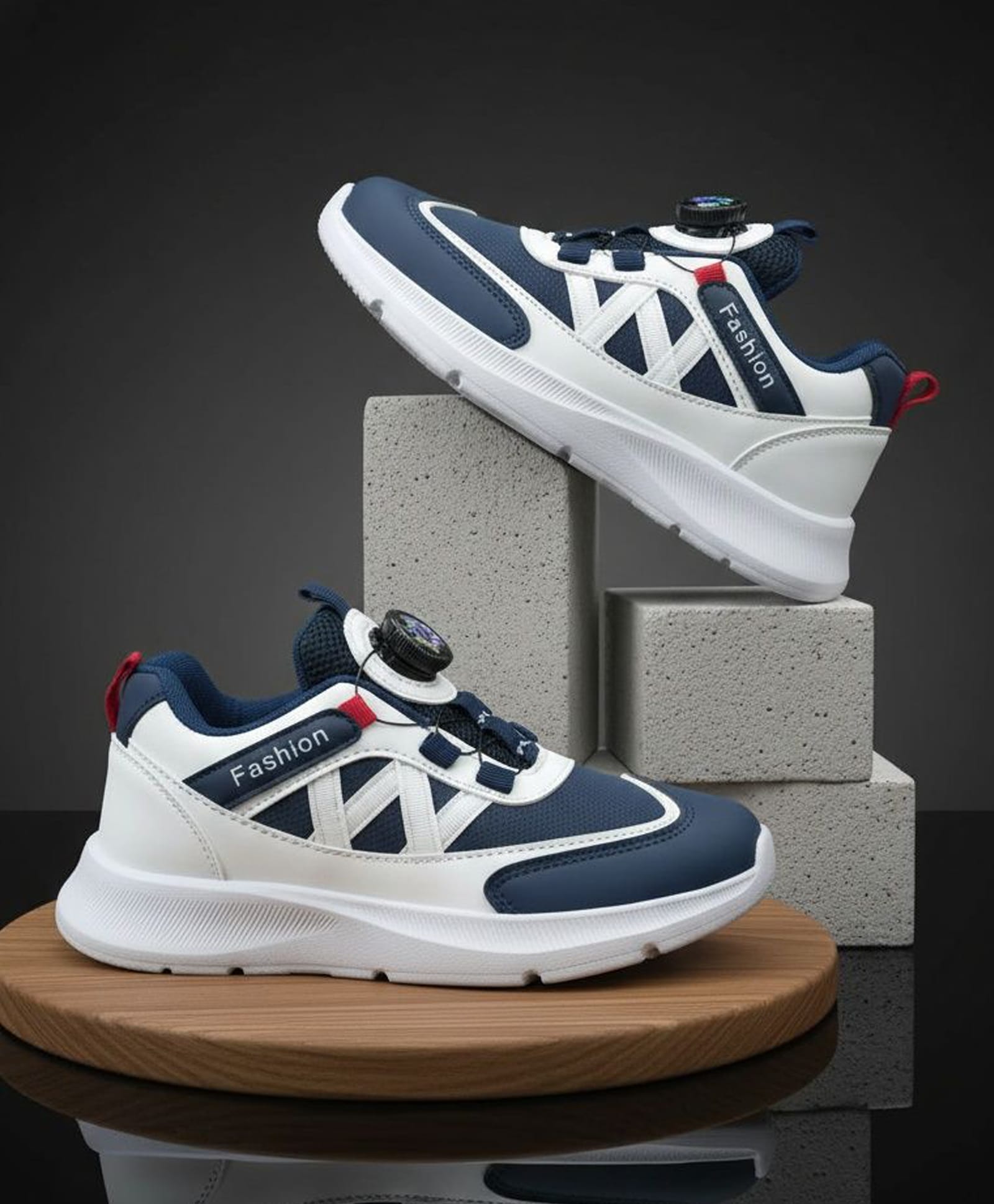 HAPPY FEET Colour Blocked BOA System Closure Solid Shoes - Blue-image-45