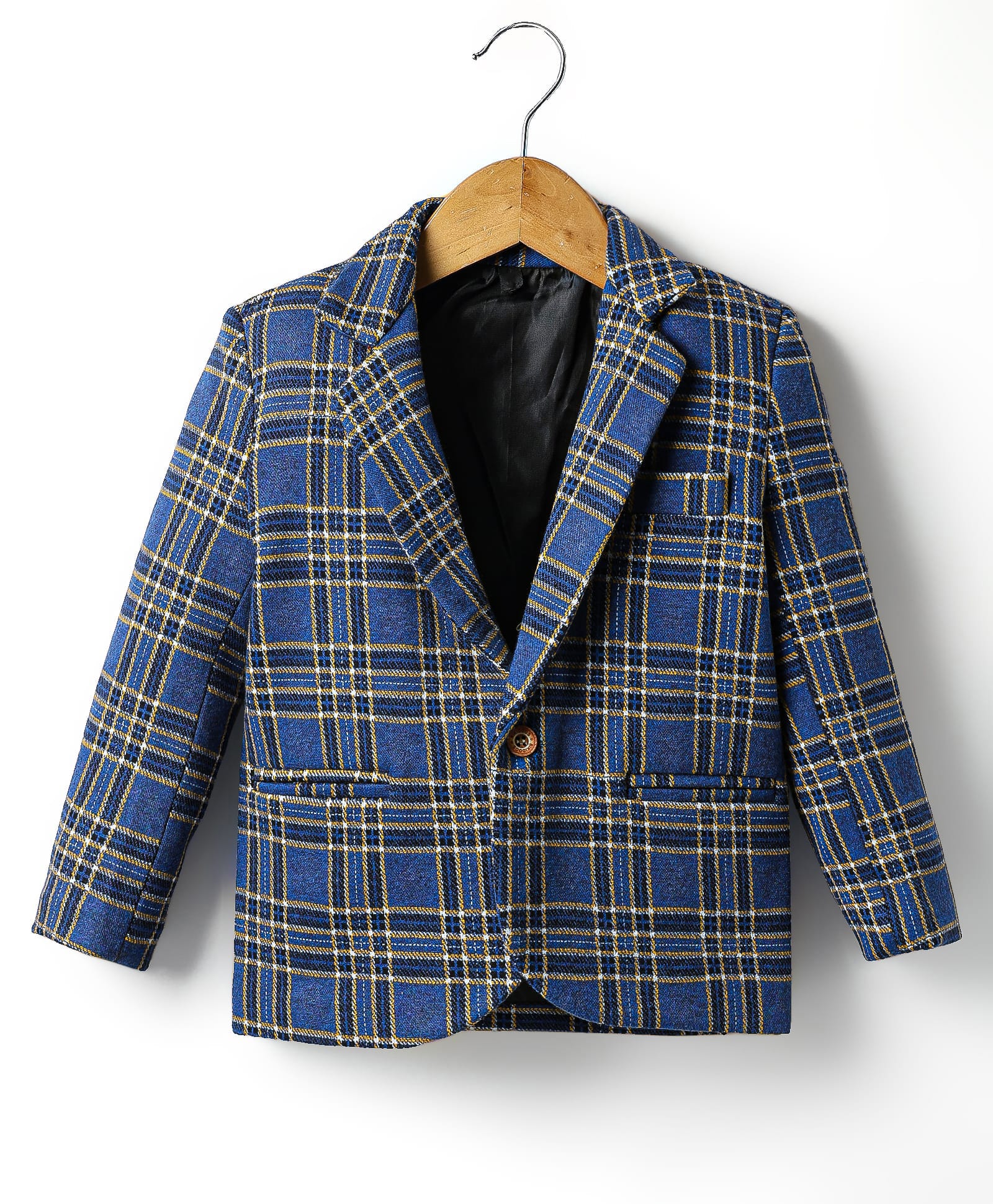 Rikidoos Embosis Hosiery Woven Full Sleeves Checks Party Blazer - Blue-picture-24