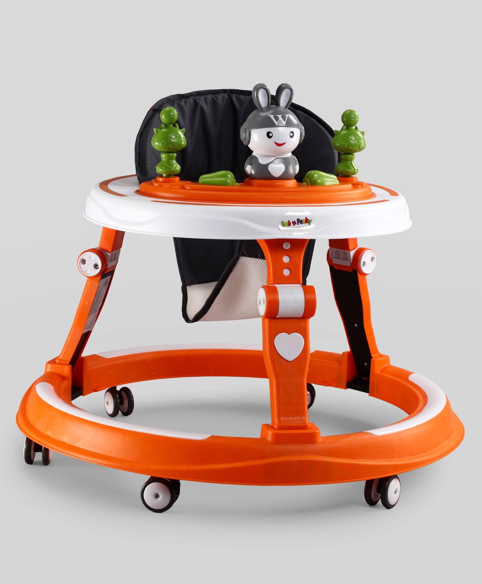 360° Baby Activity Walker - Orange| 3-Level Height Adjustment| Musical Toy & Feeding Tray| Smooth Caster Wheels| Compact Fold| Toy for 9+ Months| Gifting Idea for Toddlers-image-49