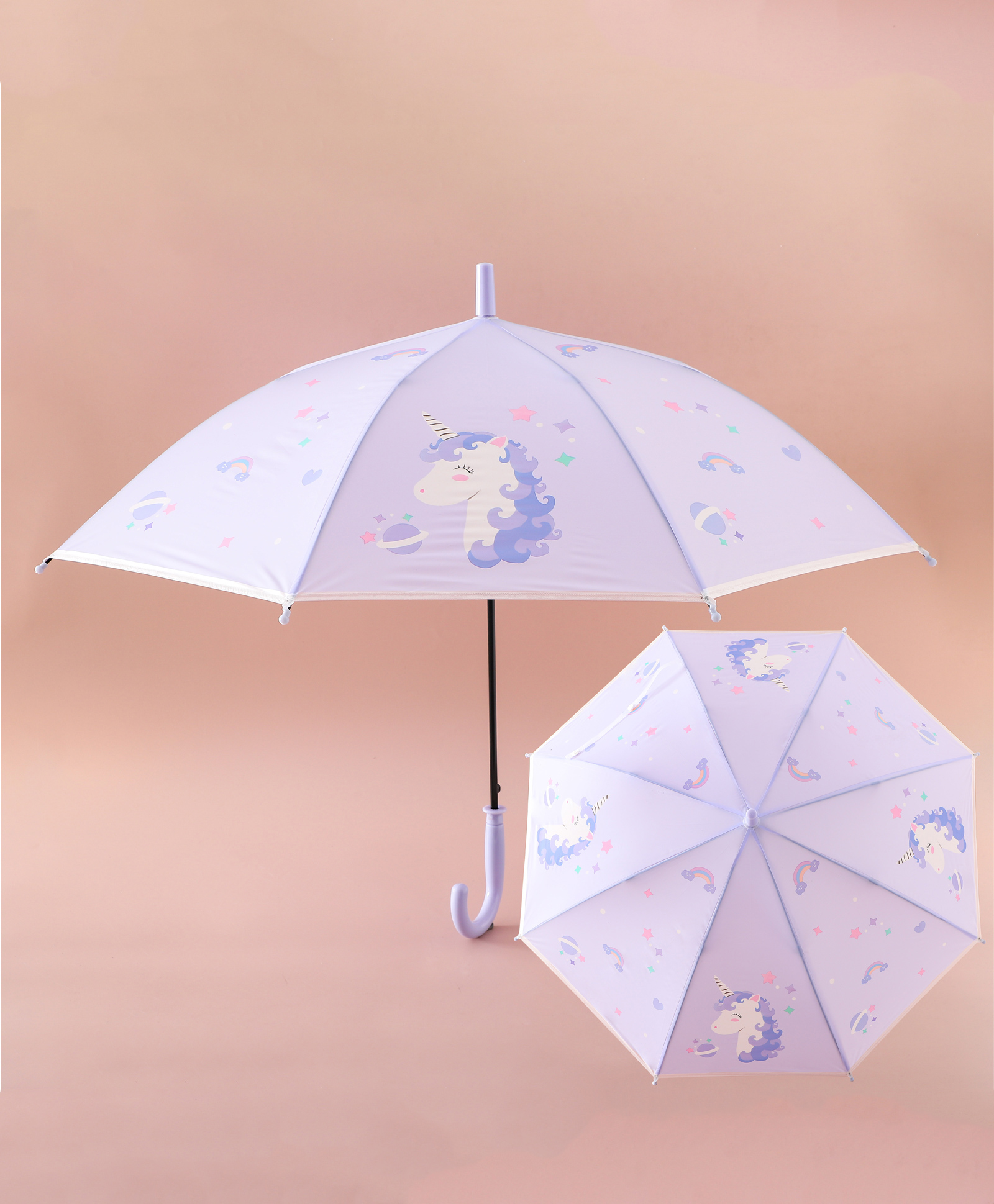 Babyhug Free Size Umbrella with Unicorn Print - Purple