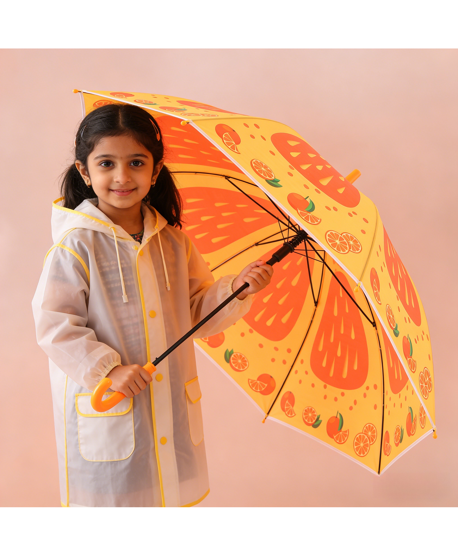 Babyhug Free Size Umbrella with Orange Print - Multicolor-picture-33
