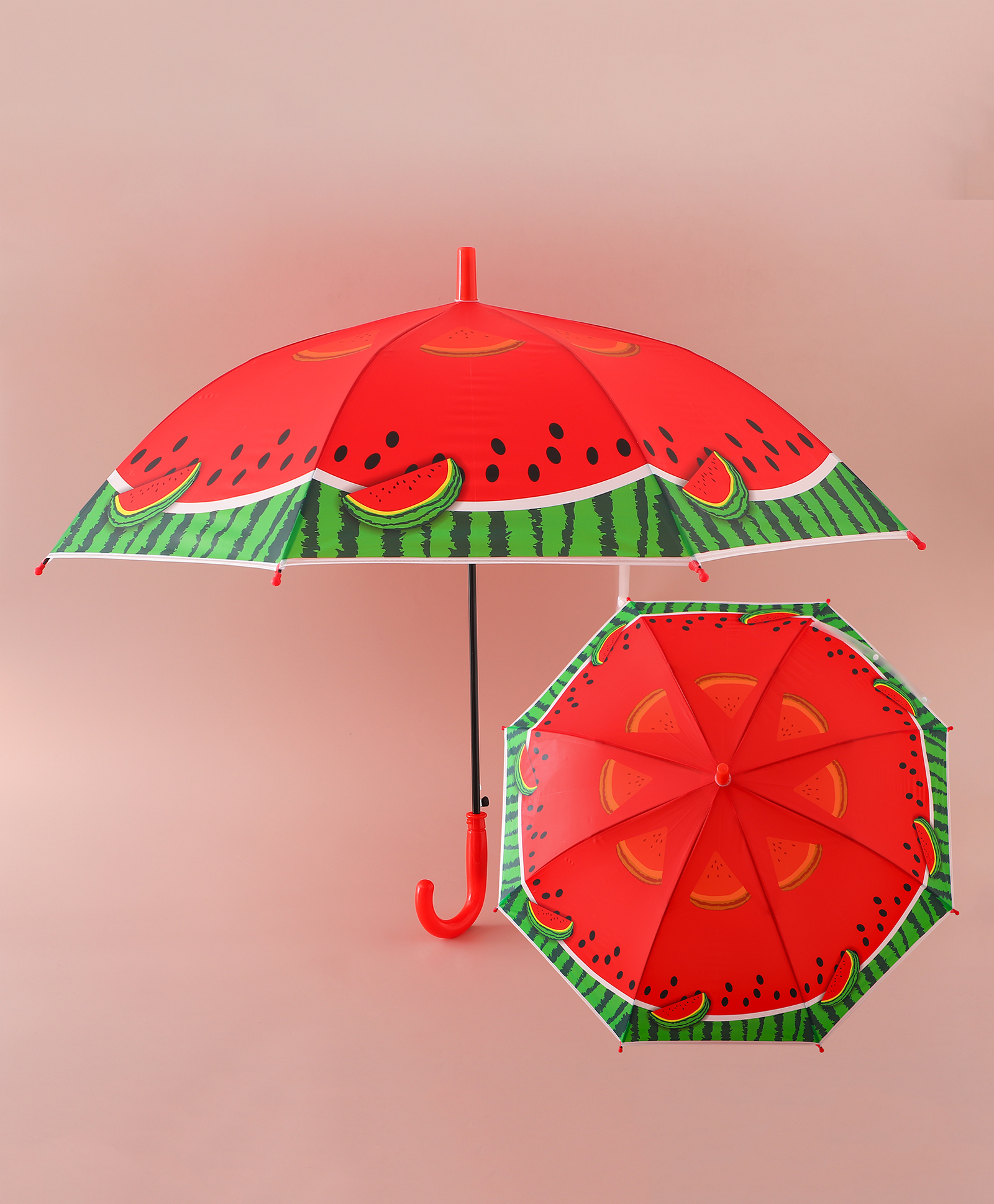 Babyhug Free Size Umbrella with Watermelon Print - Red-picture-19
