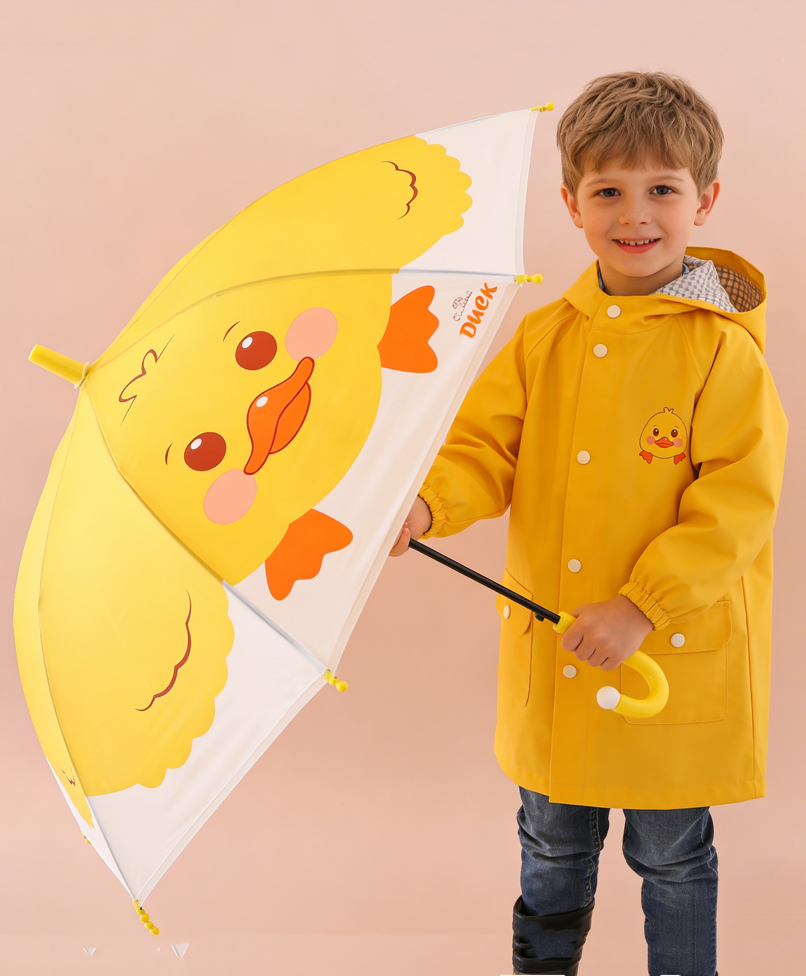 Babyhug Free Size Umbrella with Chick Print - Yellow