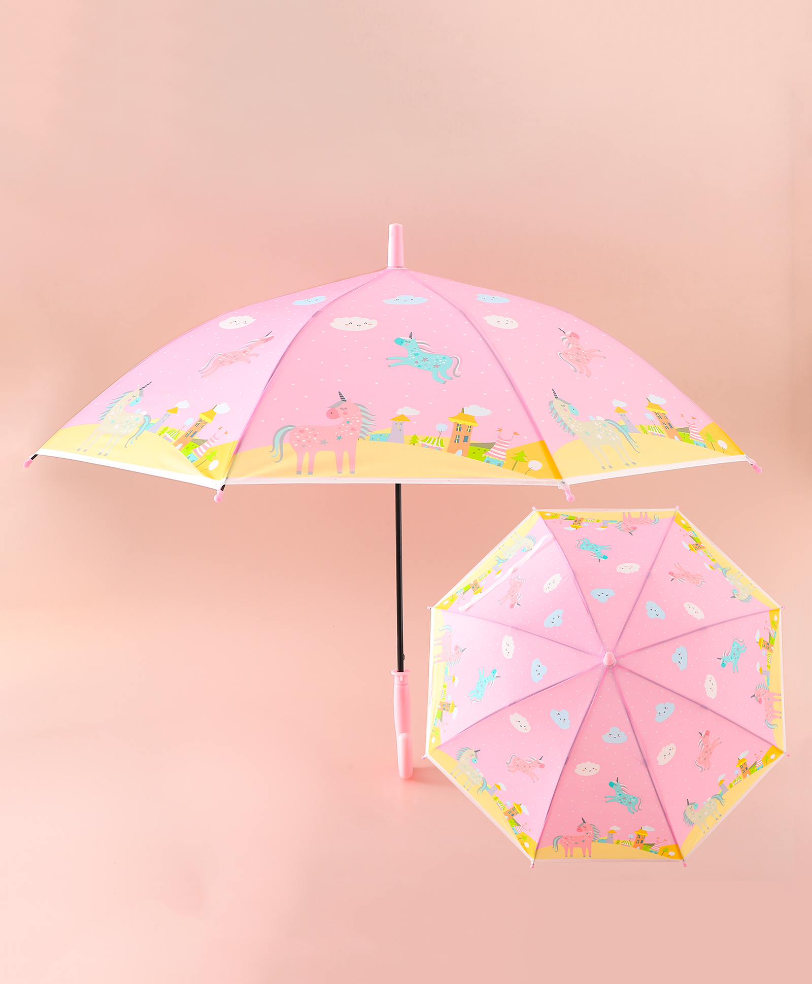 Babyhug Free Size Umbrella with Unicorn Print - Pink