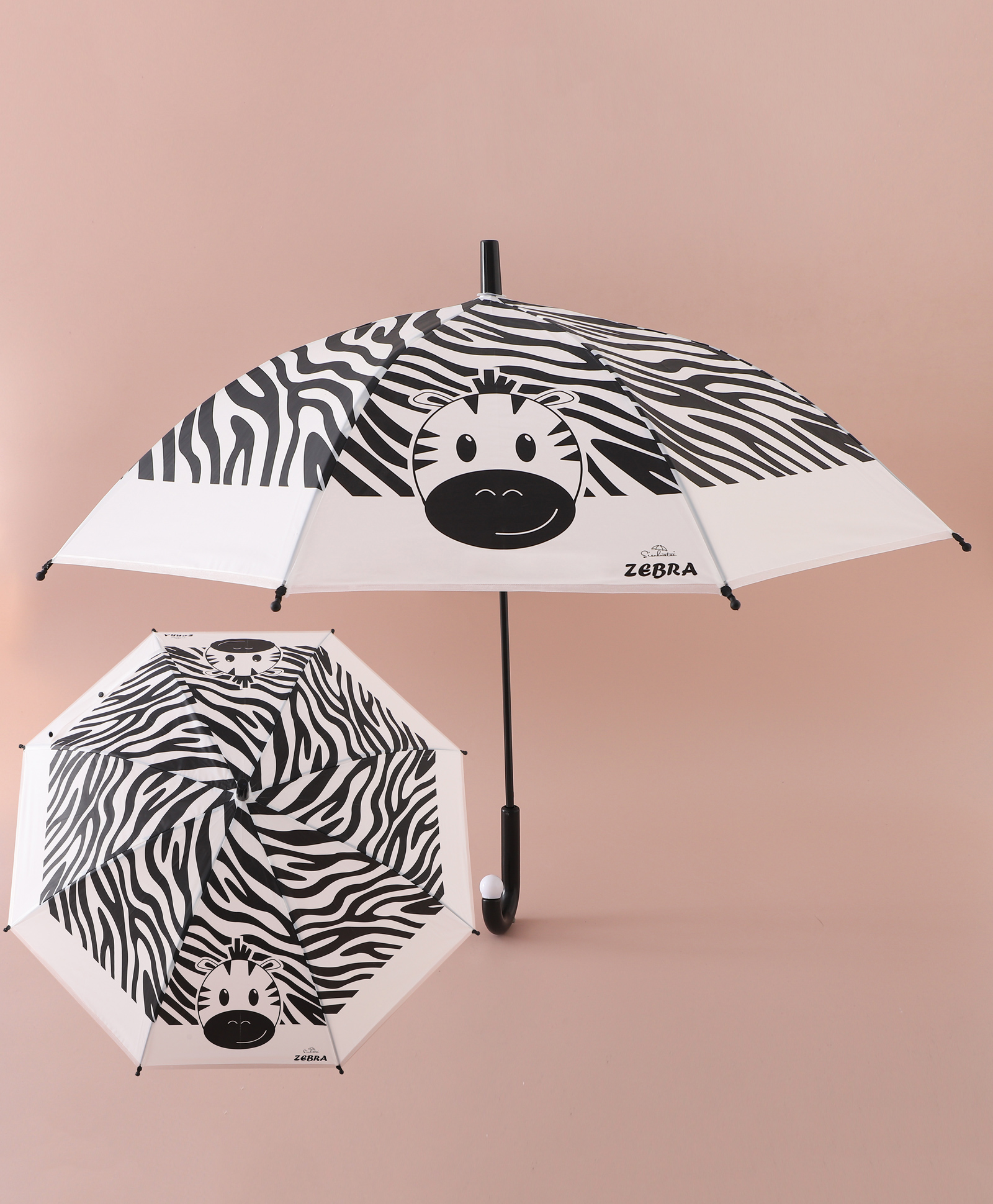 Babyhug Free Size Umbrella with Zebra Print - Black & White