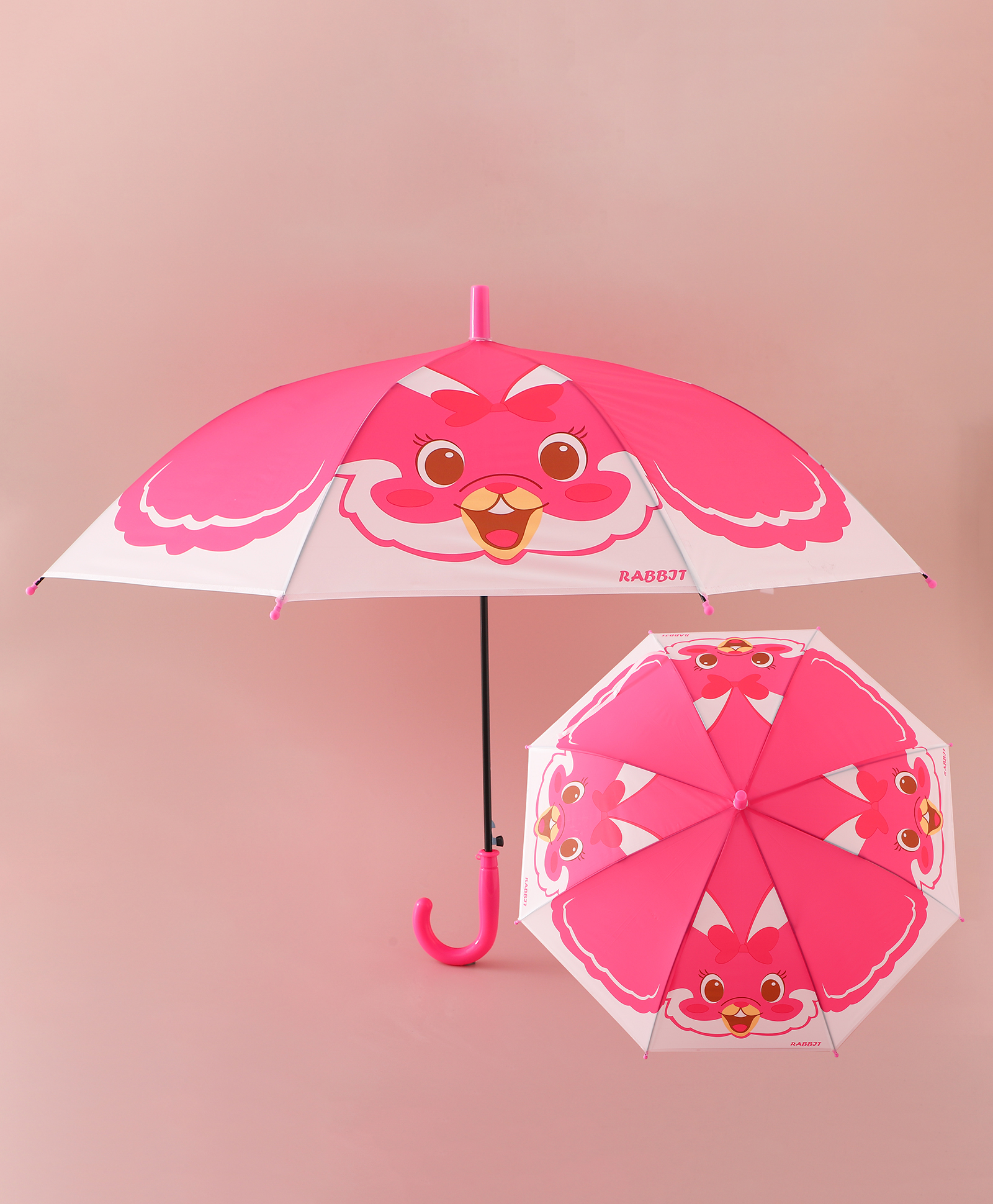Babyhug Free Size Umbrella with Rabbit Print - Pink