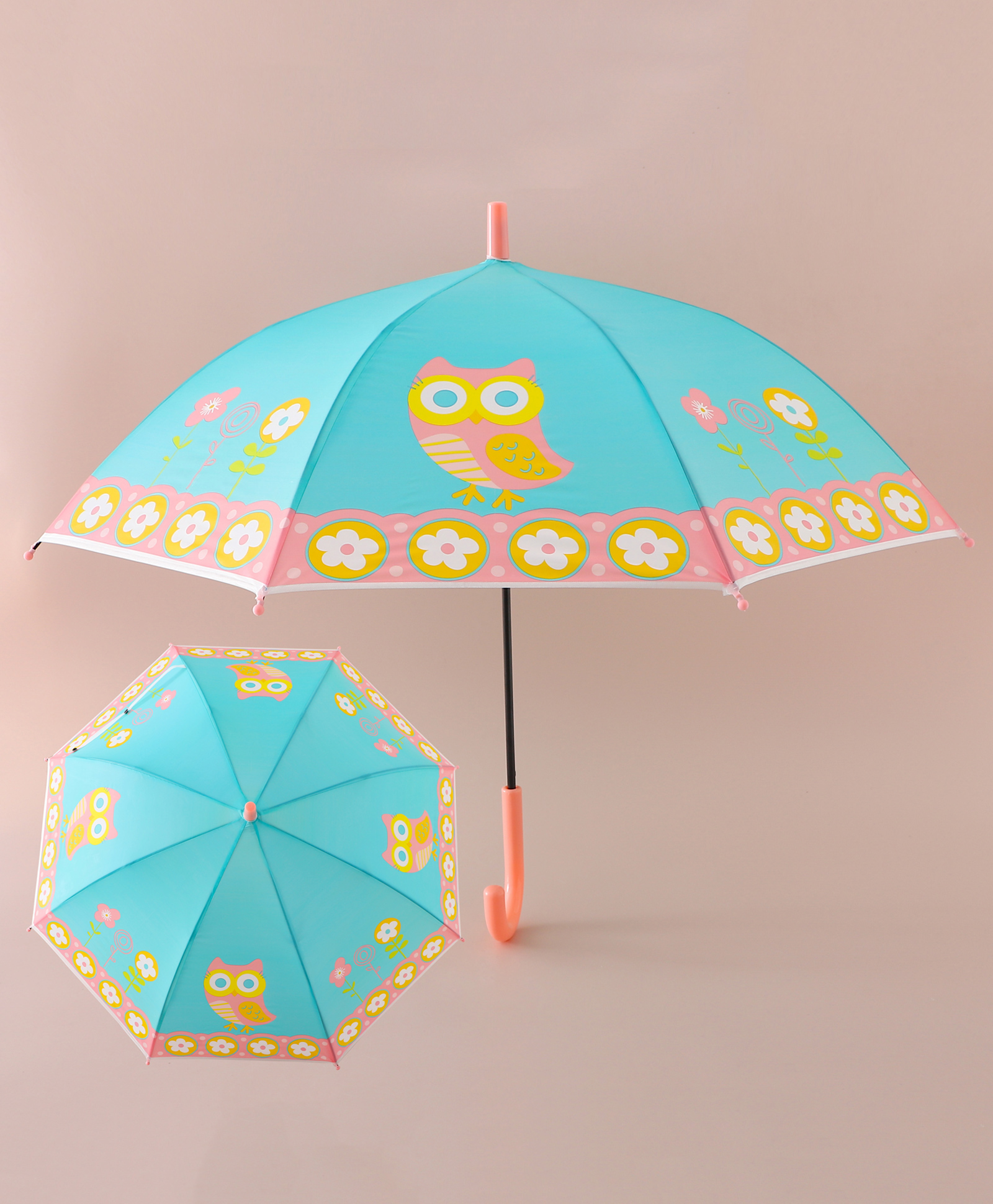 Babyhug Free Size Umbrella with Owl Print -Sea Green-picture-36