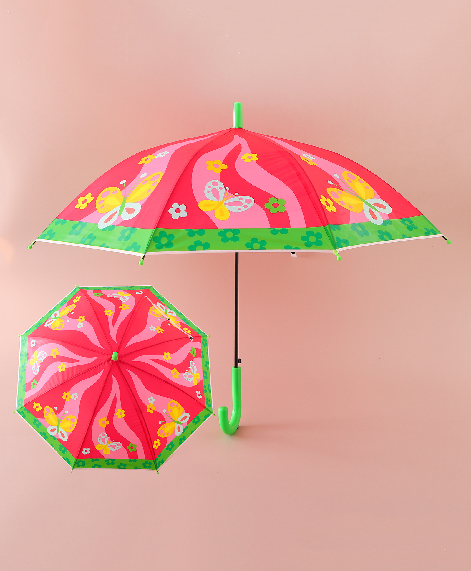 Babyhug Free Size Umbrella with Butterfly & Floral Print - Multicolor