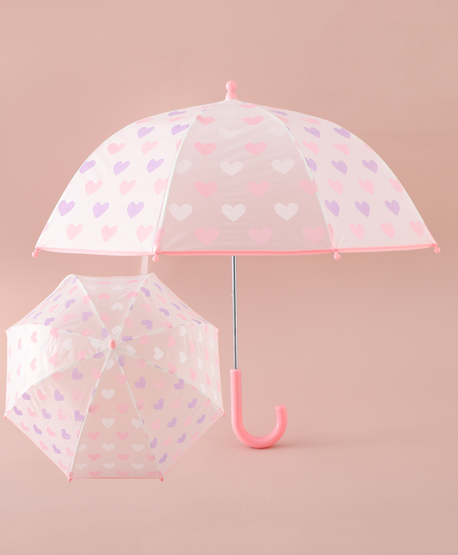 Pine Kids Free Size Umbrella with Heart Print - Pink-picture-14