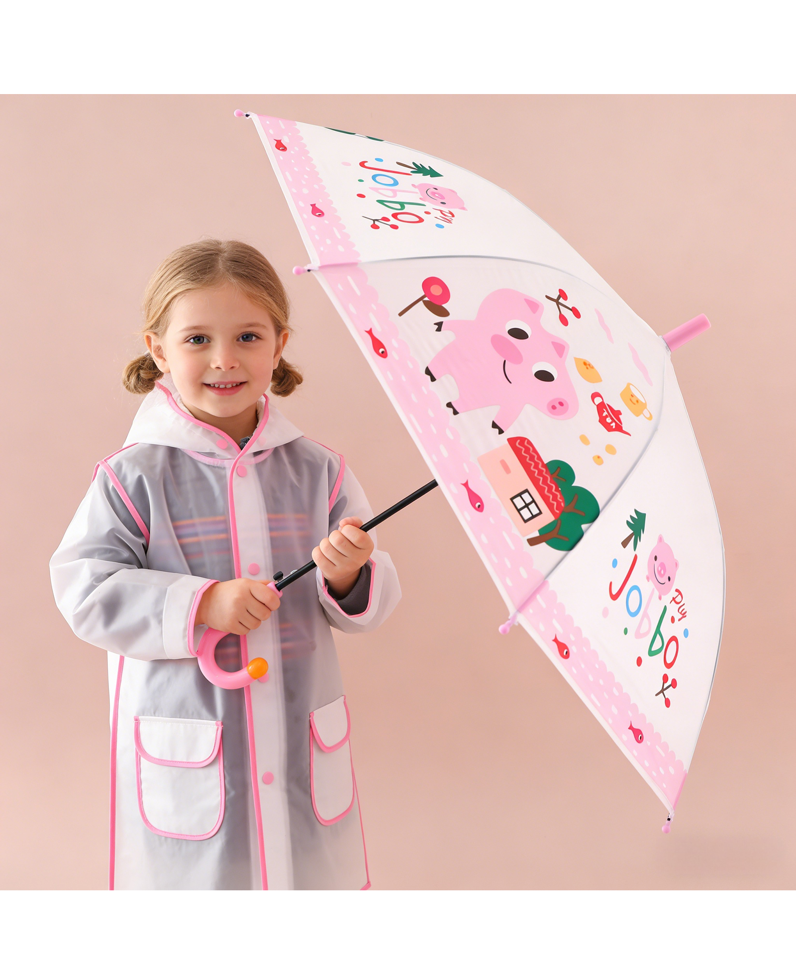 Babyhug Free Size Umbrella with Jobbo Print - Pink-picture-29