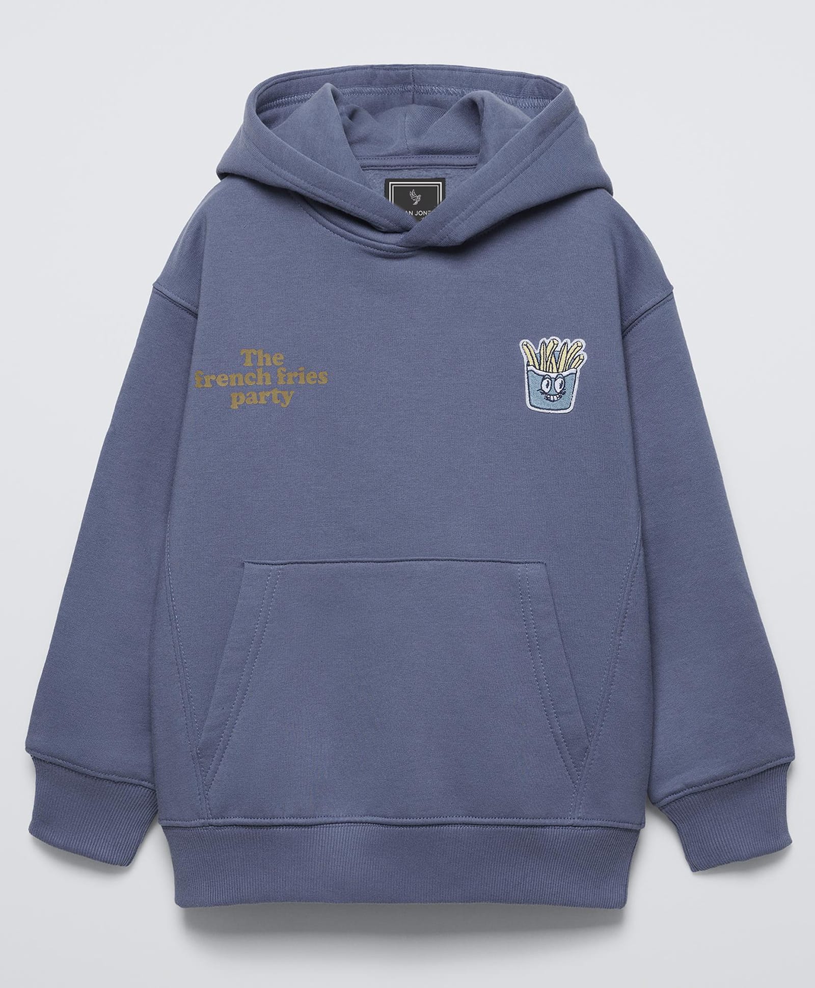 ALAN JONES Cotton Blend Knit Full Sleeves Fries Embroidered Light Winter Sweatshirt - Blue-image-35