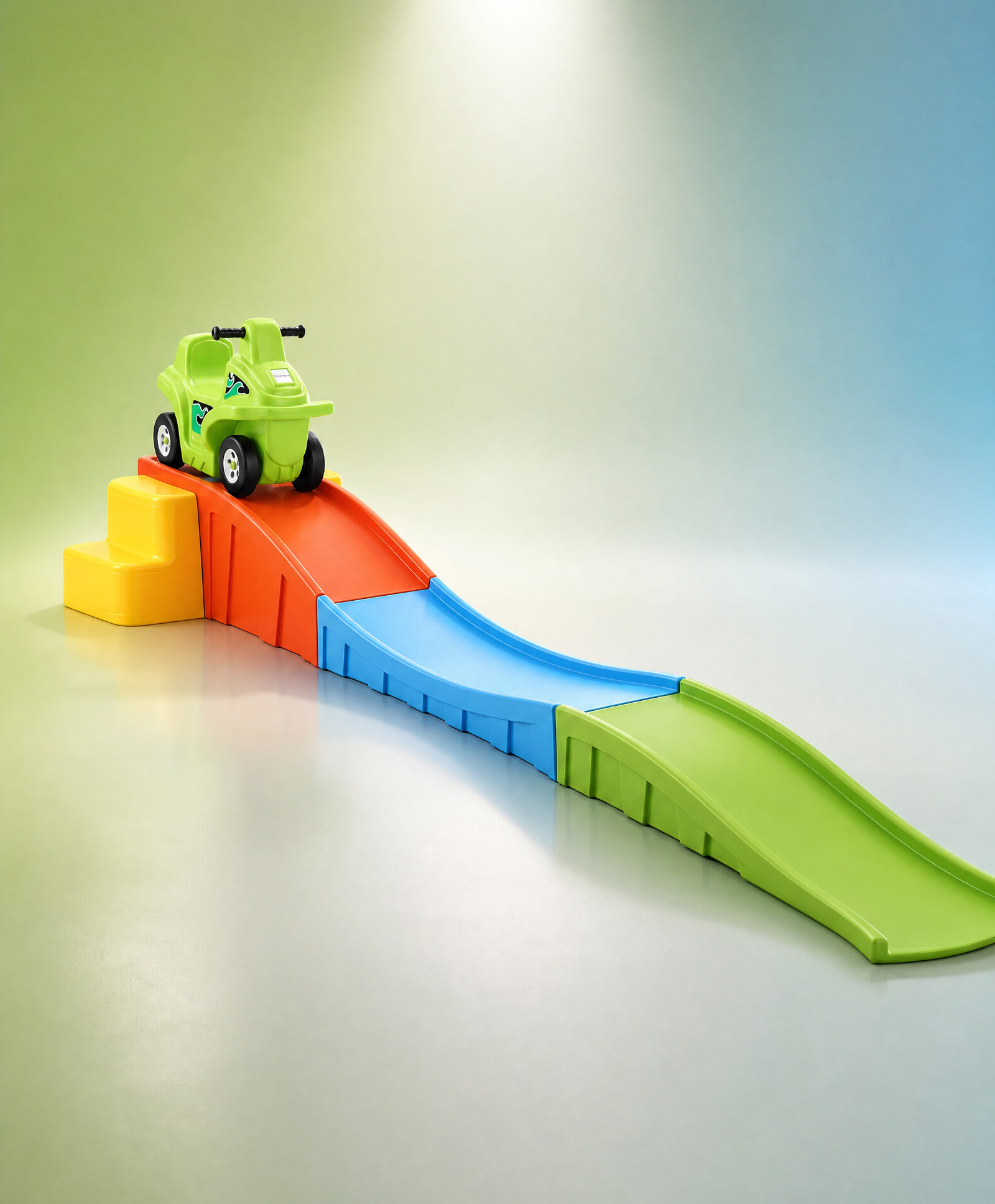 Push On Ride On Car with Roller Coaster Slope - Green| High Backrest| Safe & Fun Activity| Easy to Assemble, Storage| Perfect Indoor & Outdoor Playset| Toy for 2-5 Years| BIS Certified-image-45