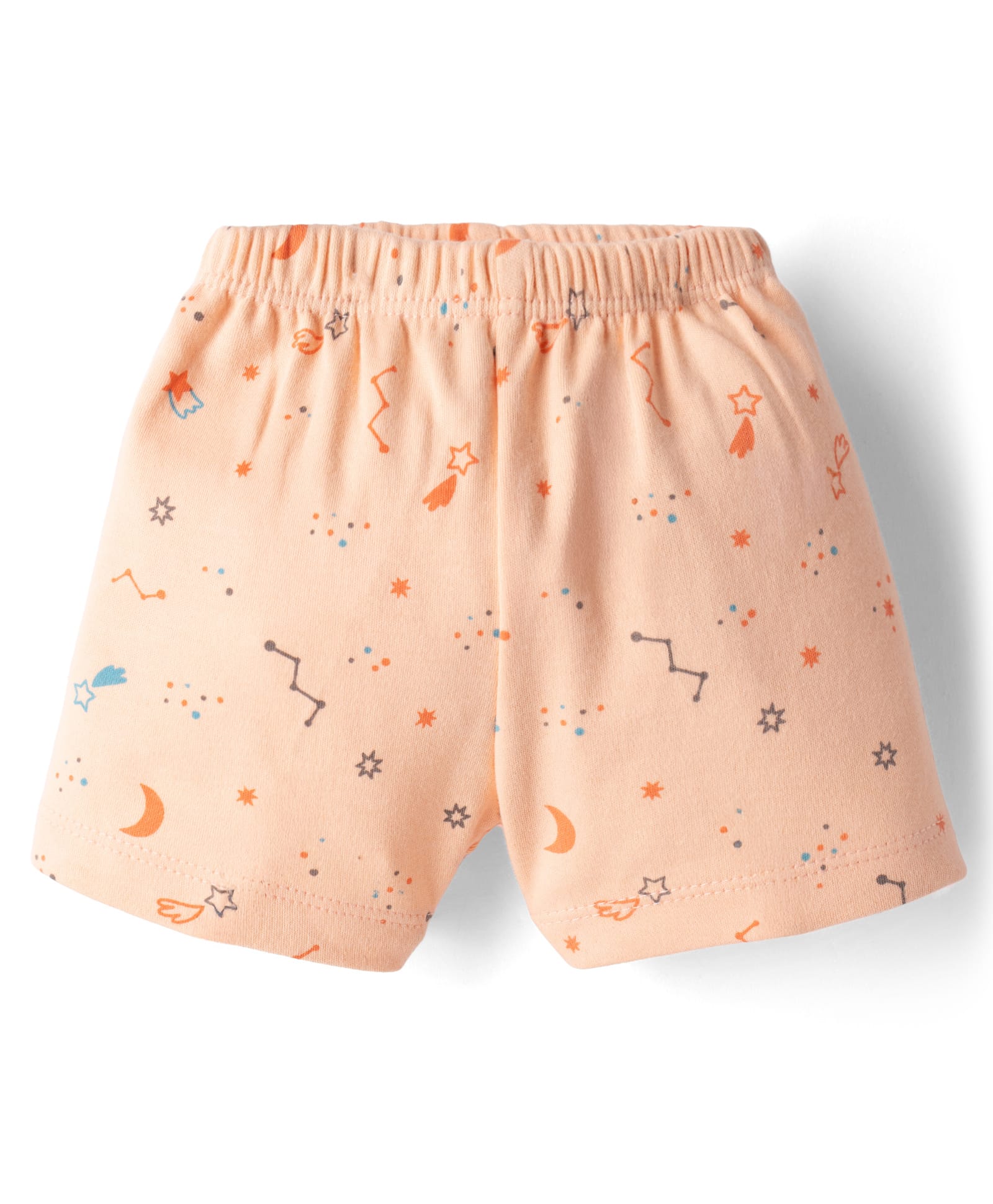 Tango Single Jersey Knit Above Knee Length Printed Shorts - Peach-image-35