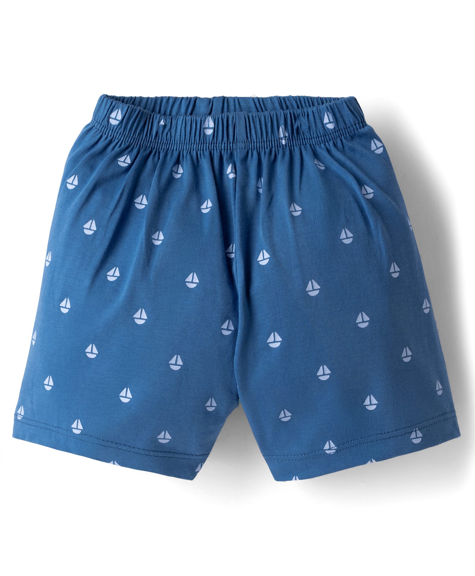 Tango Single Jersey Knit Above Knee Length Shorts With Boat Print - Blue-picture-28