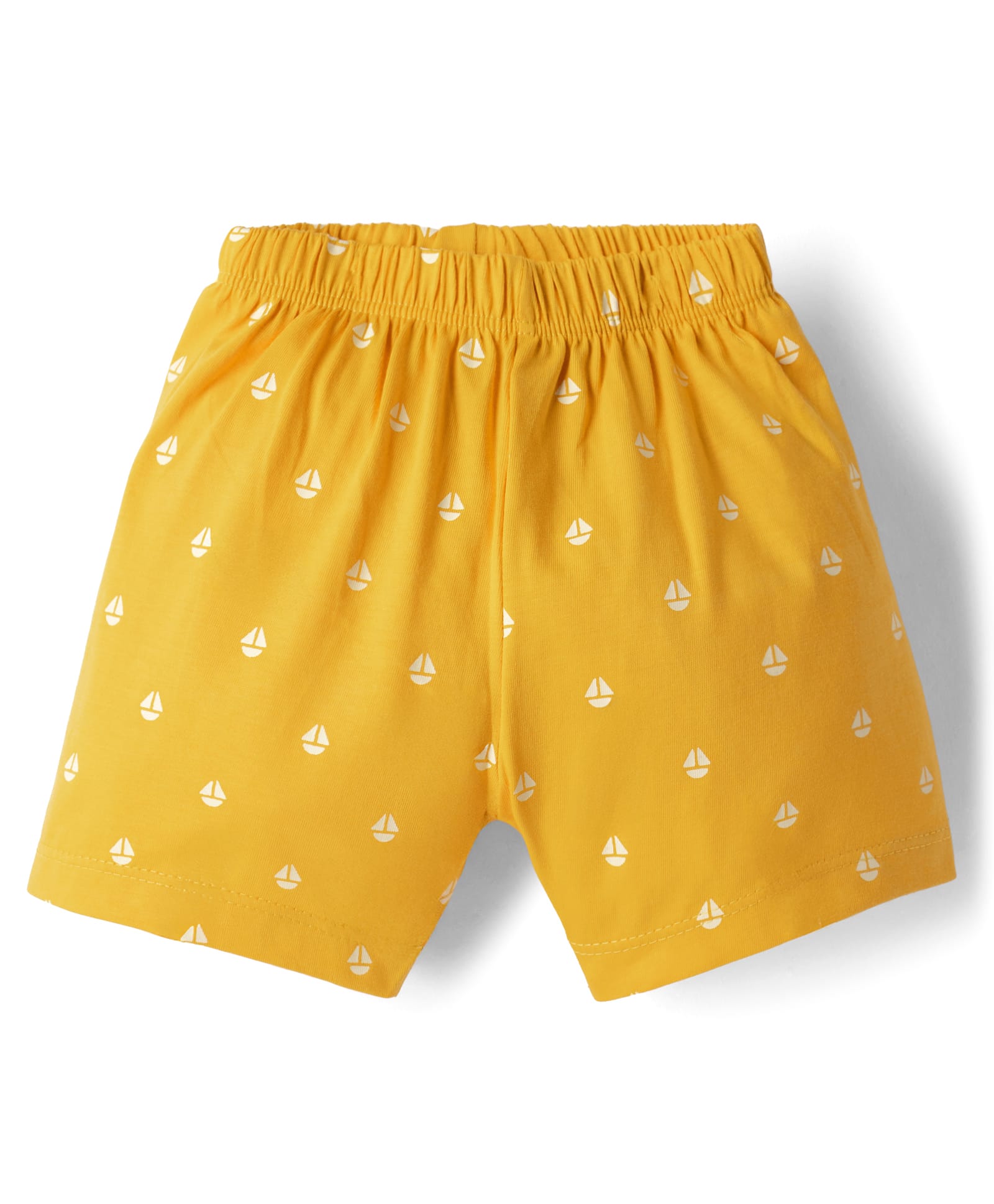 Tango Single Jersey Knit Above Knee Length Shorts With Boat Print - Yellow-picture-19