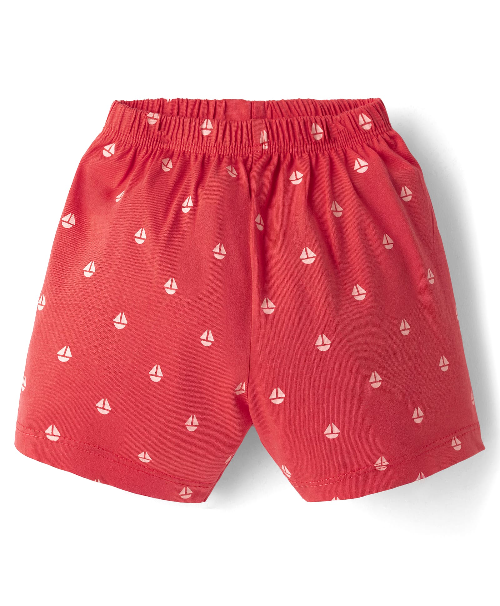 Tango Single Jersey Knit Above Knee Length Shorts With Boat Print - Red-picture-11