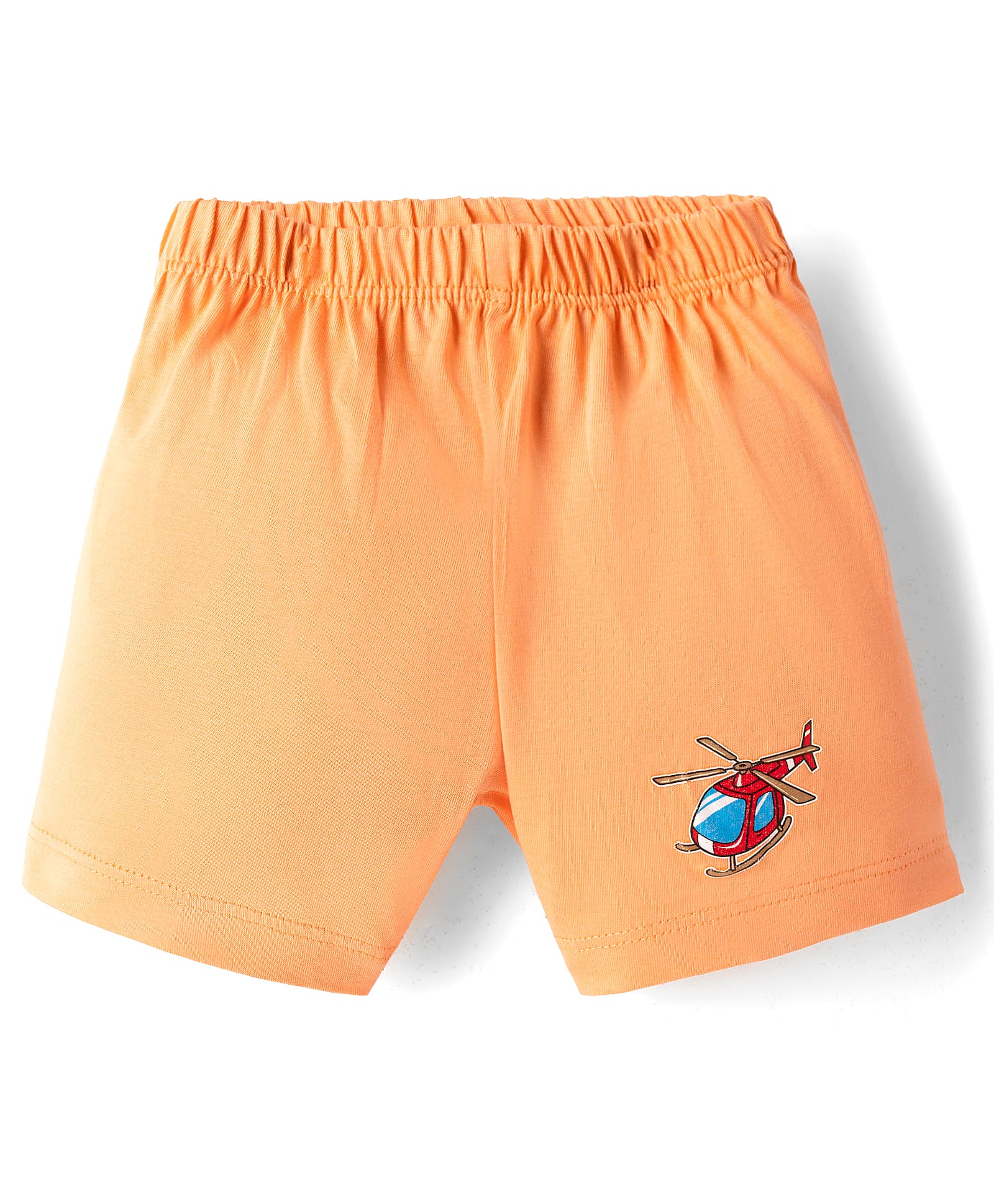 Tango Single Jersey Knit Above Knee Length Shorts With Helicopter Print - Orange-picture-33