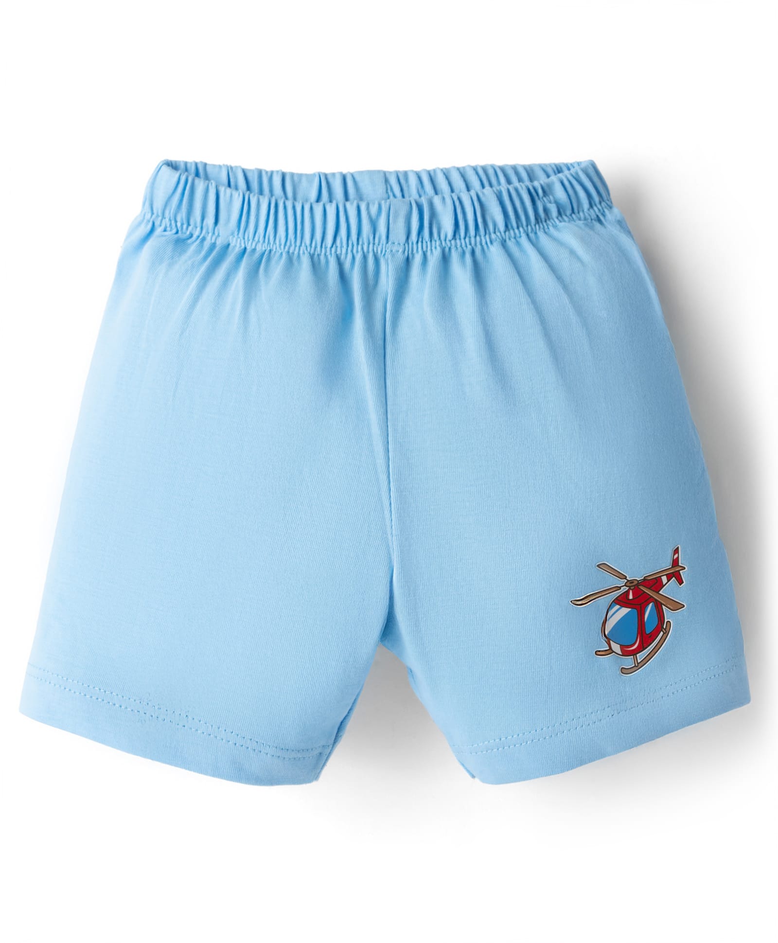 Tango Single Jersey Knit Above Knee Length Shorts With Helicopter Print - Blue-picture-32