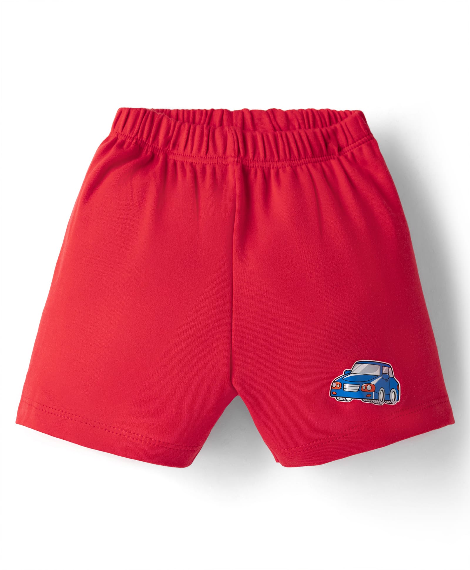 Tango Single Jersey Knit Above Knee Length Shorts with Car Print - Red-picture-24