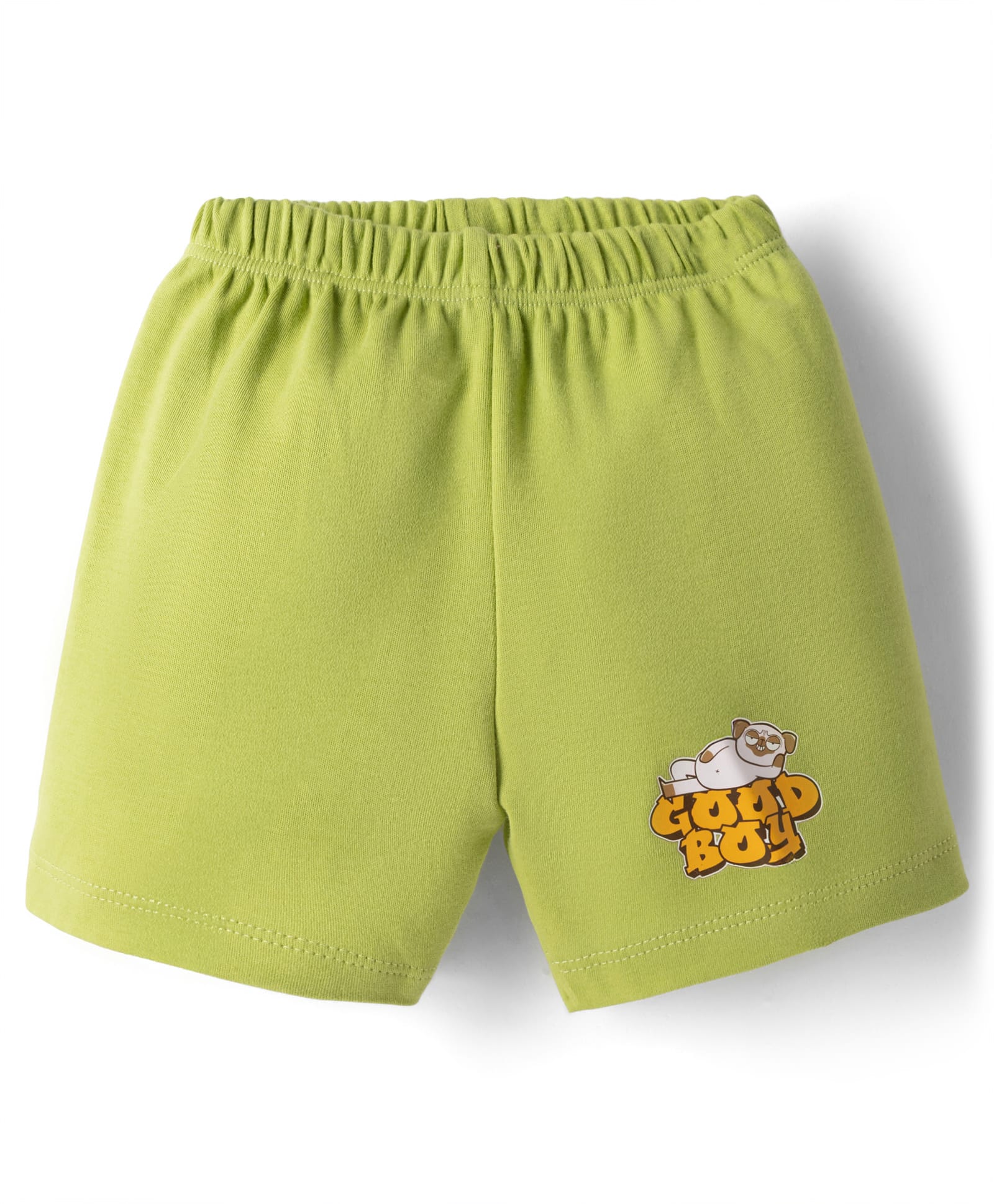 Tango Single Jersey Knit Above Knee Length Shorts With Good Boy Print - Green-image-39