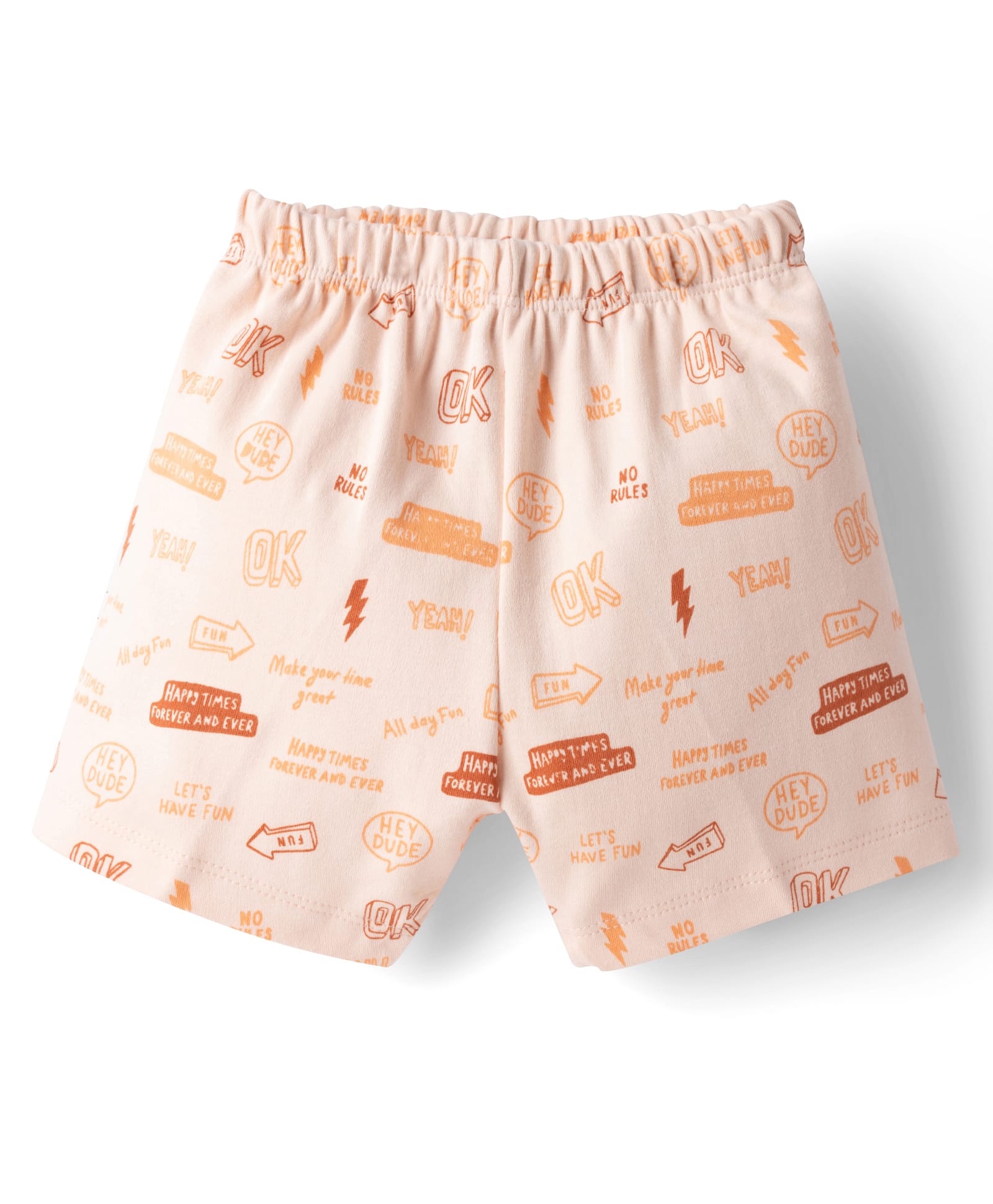 Tango Single Jersey Knit Above Knee Length Shorts with Text Print - Peach-picture-30