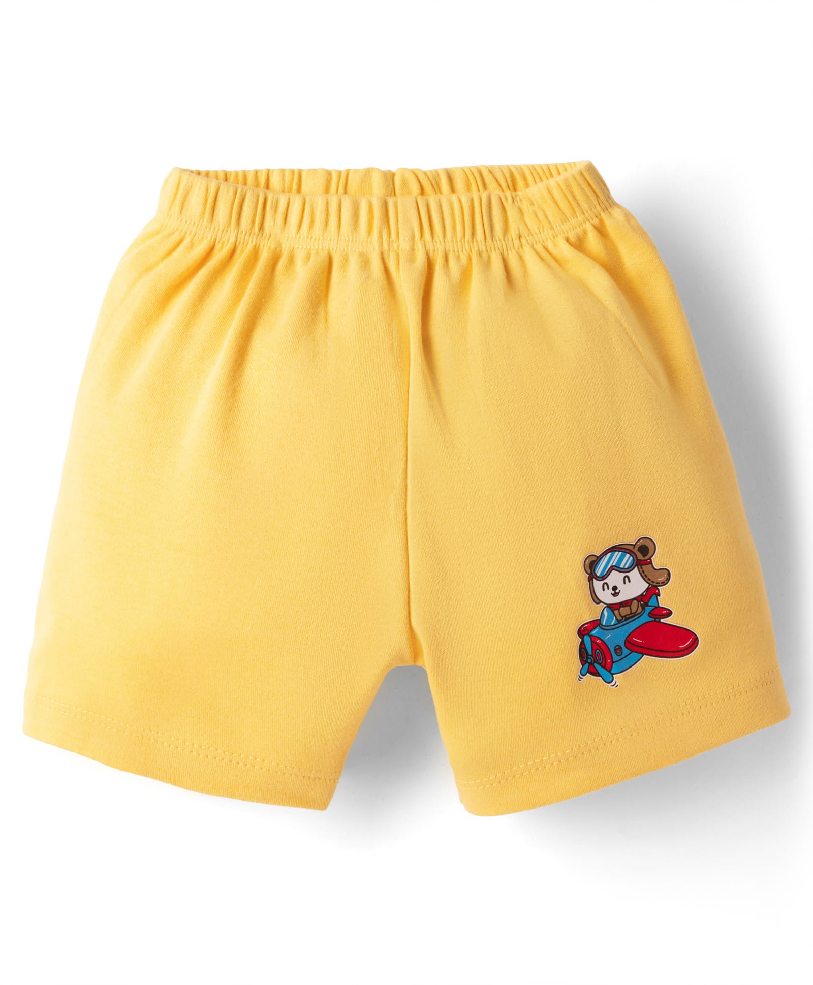 Tango Single Jersey Knit Above Knee Length Shorts With Helicopter & Animal Print - Golden-picture-12