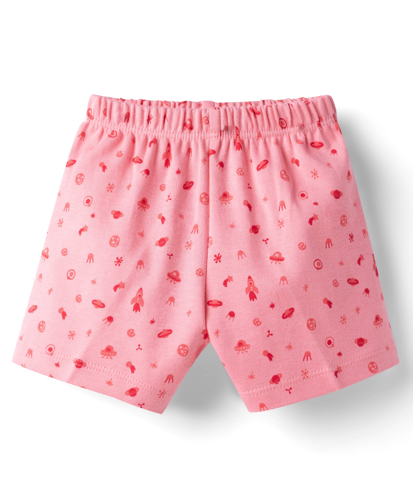 Tango Single Jersey Knit Above Knee Length Shorts with Space Theme Print - Coral-picture-21
