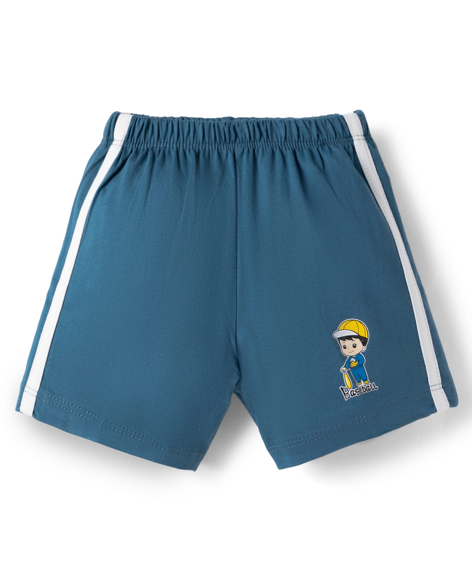 Tango Single Jersey Knit Above Knee Length Shorts With Boy & Baseball Print - Blue-picture-29