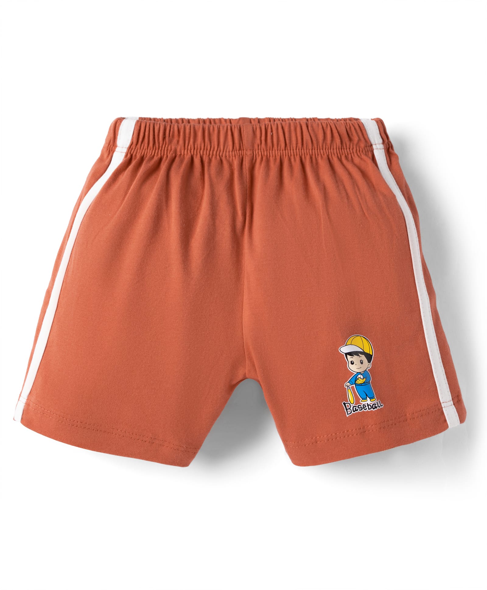 Tango Single Jersey Knit Above Knee Length Shorts With Boy & Baseball Print - Orange-picture-13