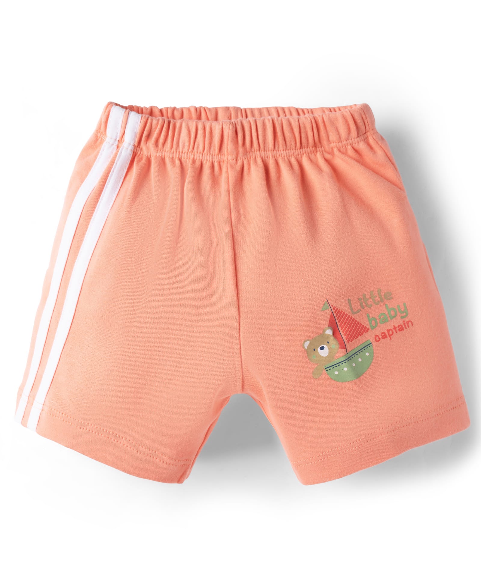 Tango Single Jersey Knit Above Knee Length Shorts With Teddy & Boat Print - Orange-picture-35