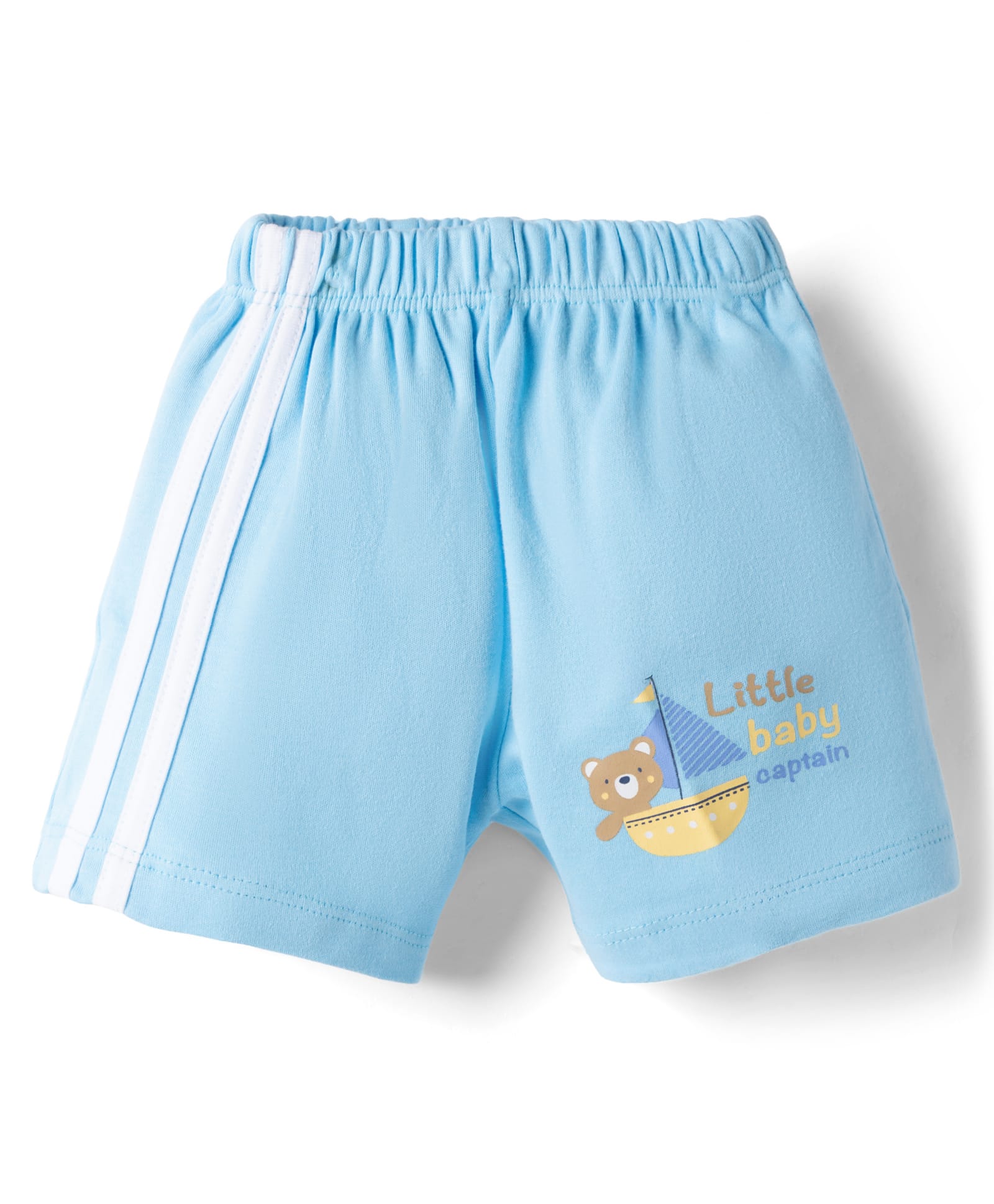 Tango Single Jersey Knit Above Knee Length Shorts With Teddy & Boat Print - Blue-image-15