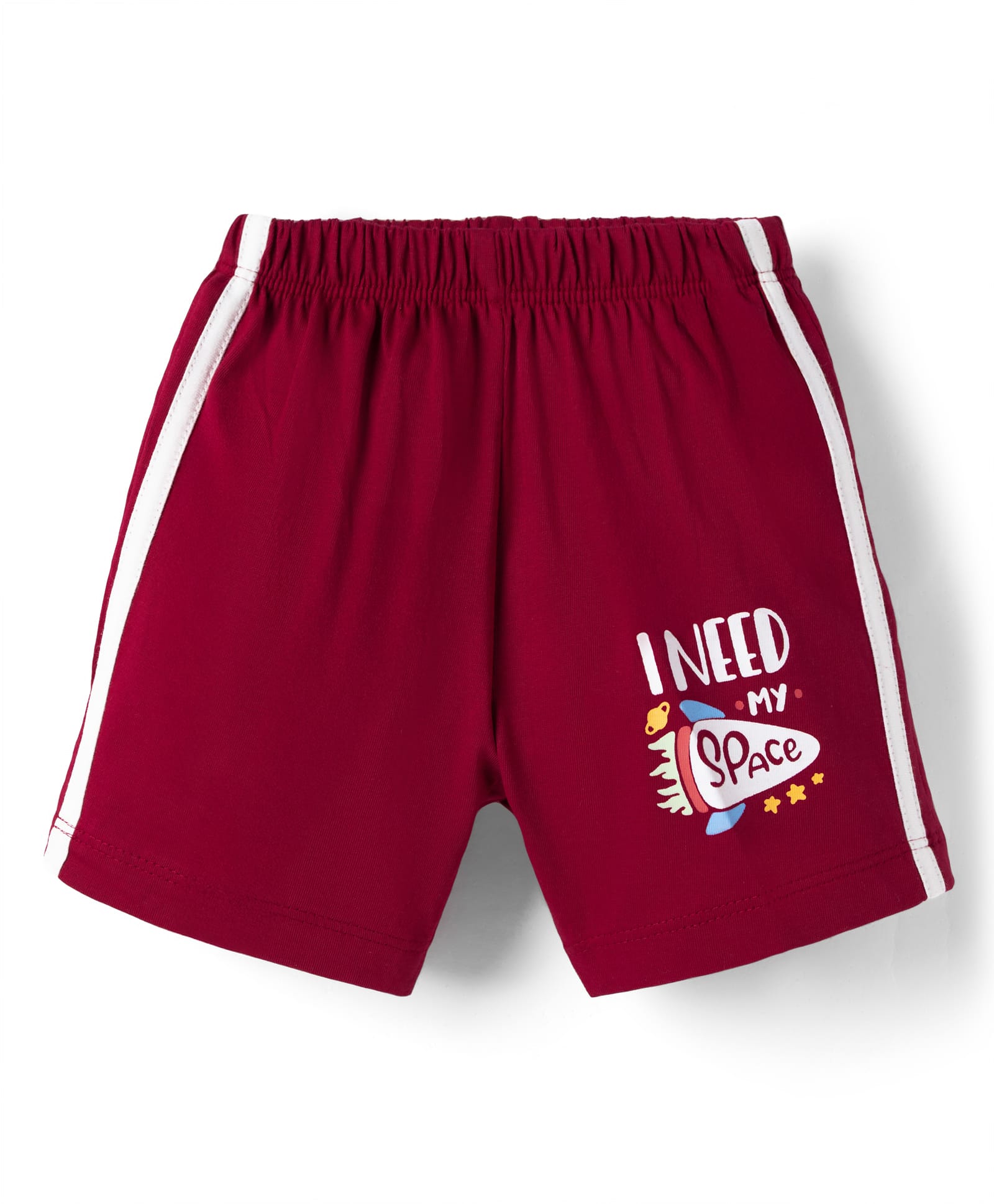 Tango Single Jersey Knit Above Knee Length Shorts With Rocket & Text Print - Red-image-22