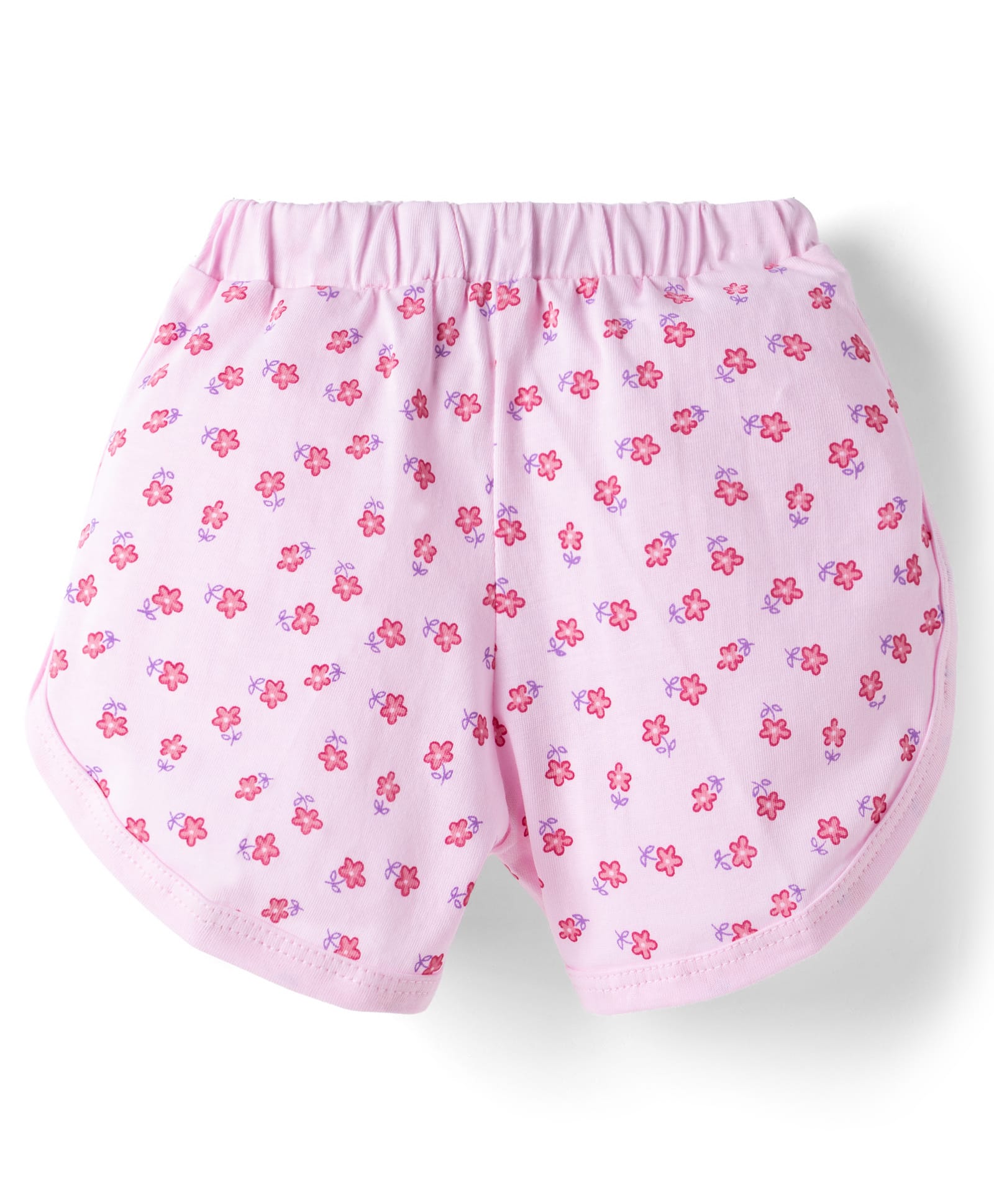 Tango Single Jersey Knit Above Knee Length Shorts with Floral Print - Pink-image-28