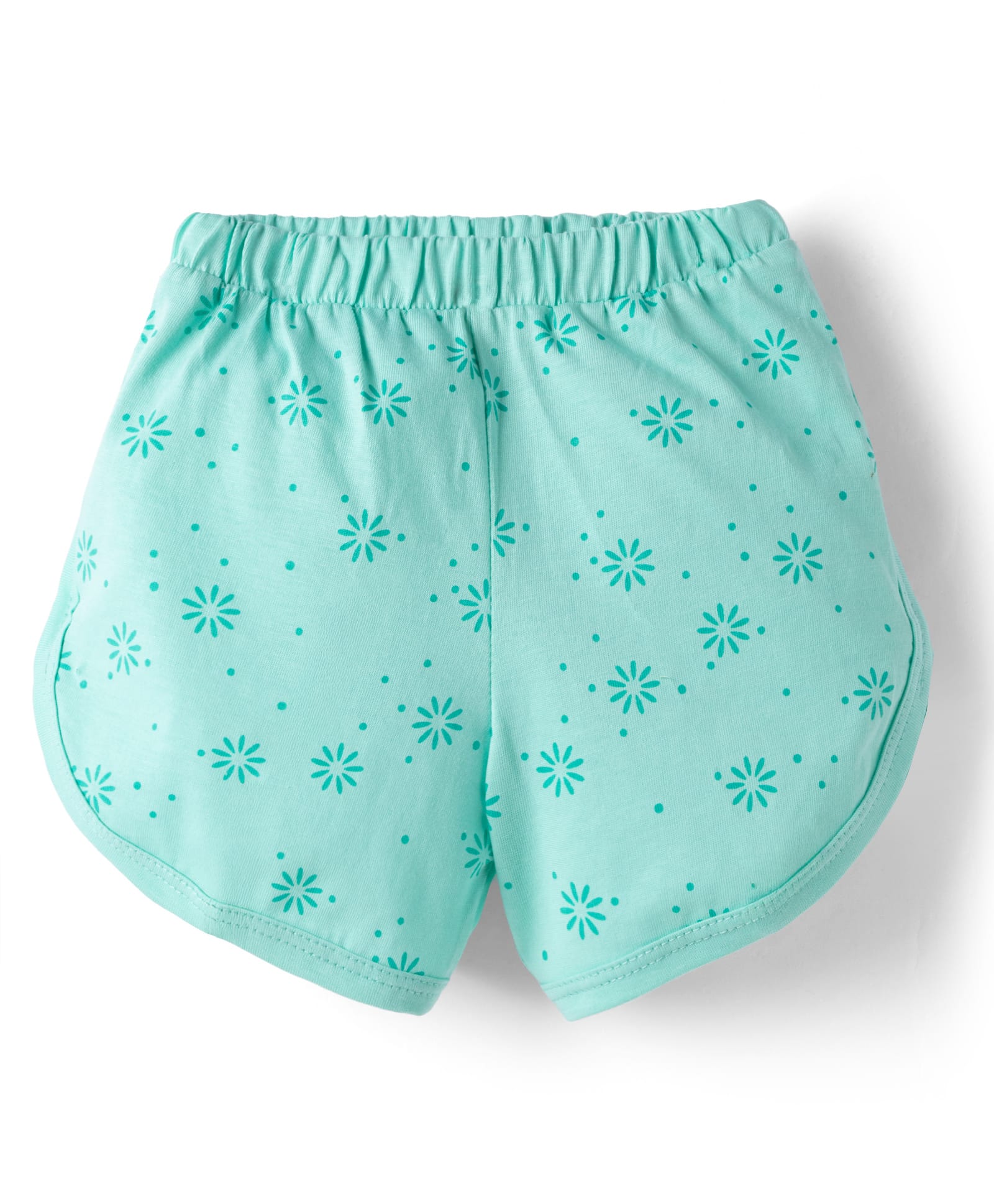 Tango Single Jersey Knit Mid Thigh Shorts With Floral Print - Green-picture-46