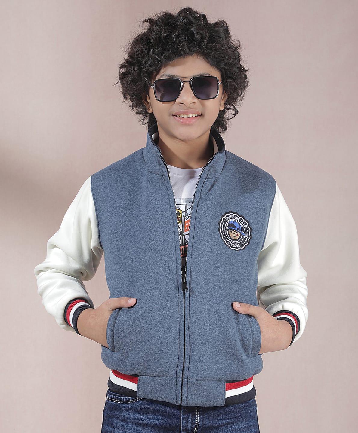 CRIMSOUNE CLUB Woven Full Sleeves Colour Blocked Light Winter Jacket - Blue-picture-16
