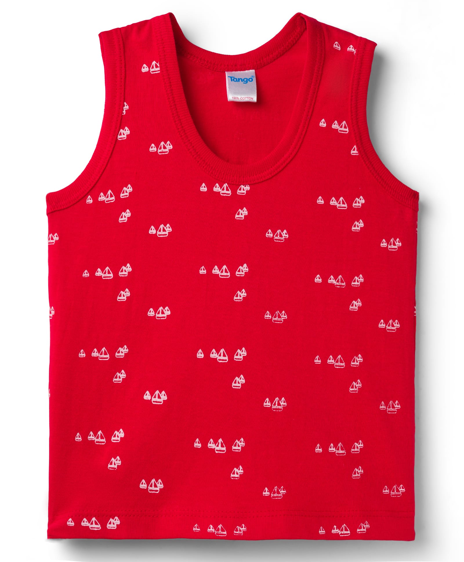 Tango Single Jersey Knit Sleeveless Vest With Boat Print - Red-image-38